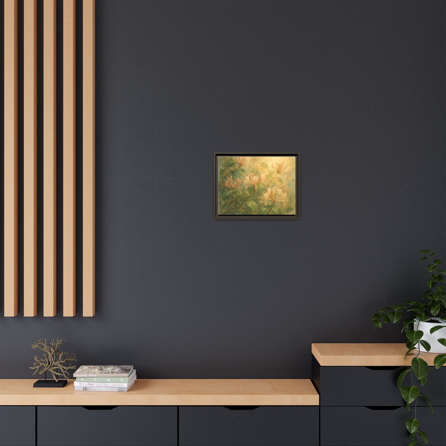 Honeysuckle Floral Wall Art Canvas Framed Scented Sanctuary - Soft Romance - The Quiet Edit Studios