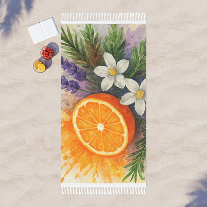 Citrus Blossom Boho Beach Cloth | Watercolor Orange Floral Scented Sanctuary - Clarity - The Quiet Edit Studios