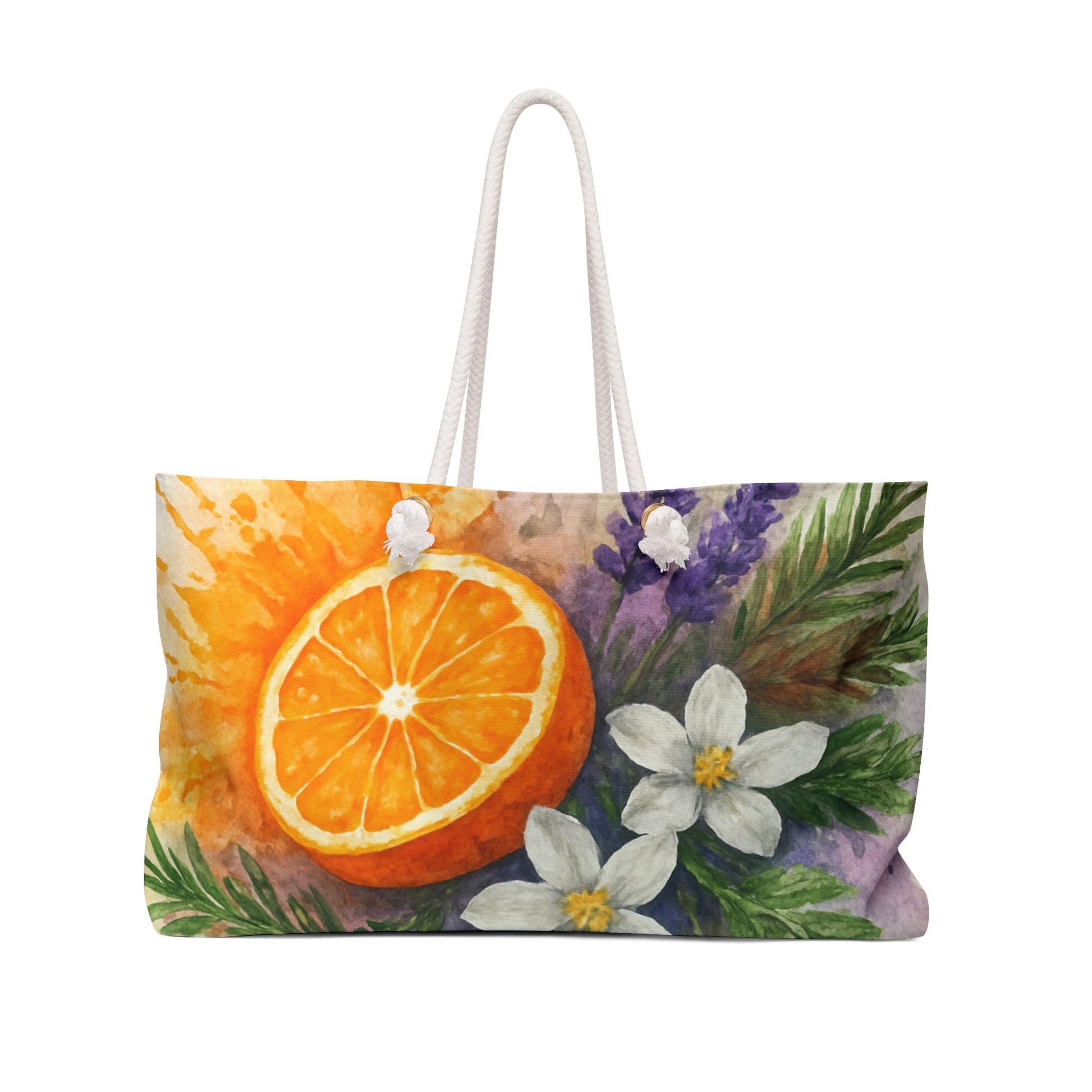 Citrus & Lavender Floral Weekender Beach Bag | Orange Slice Watercolor Tote Scented Sanctuary - Clarity - The Quiet Edit Studios