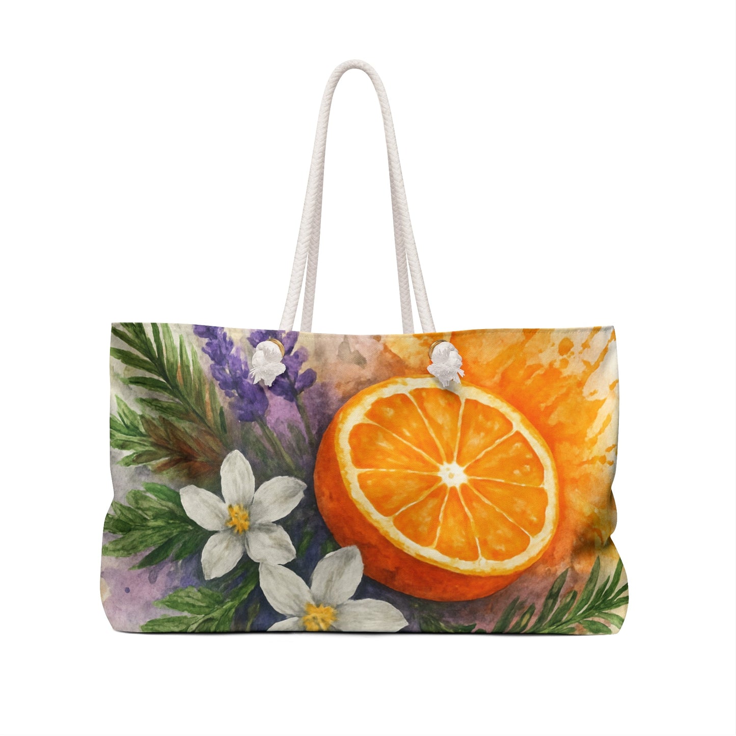 Citrus & Lavender Floral Weekender Beach Bag | Orange Slice Watercolor Tote Scented Sanctuary - Clarity - The Quiet Edit Studios