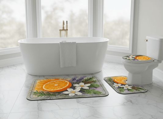 Clarity Calm Breeze | Watercolor Orange Slice Floral Bathroom 3 - Piece Decor | Scented Sanctuary - The Quiet Edit Studios