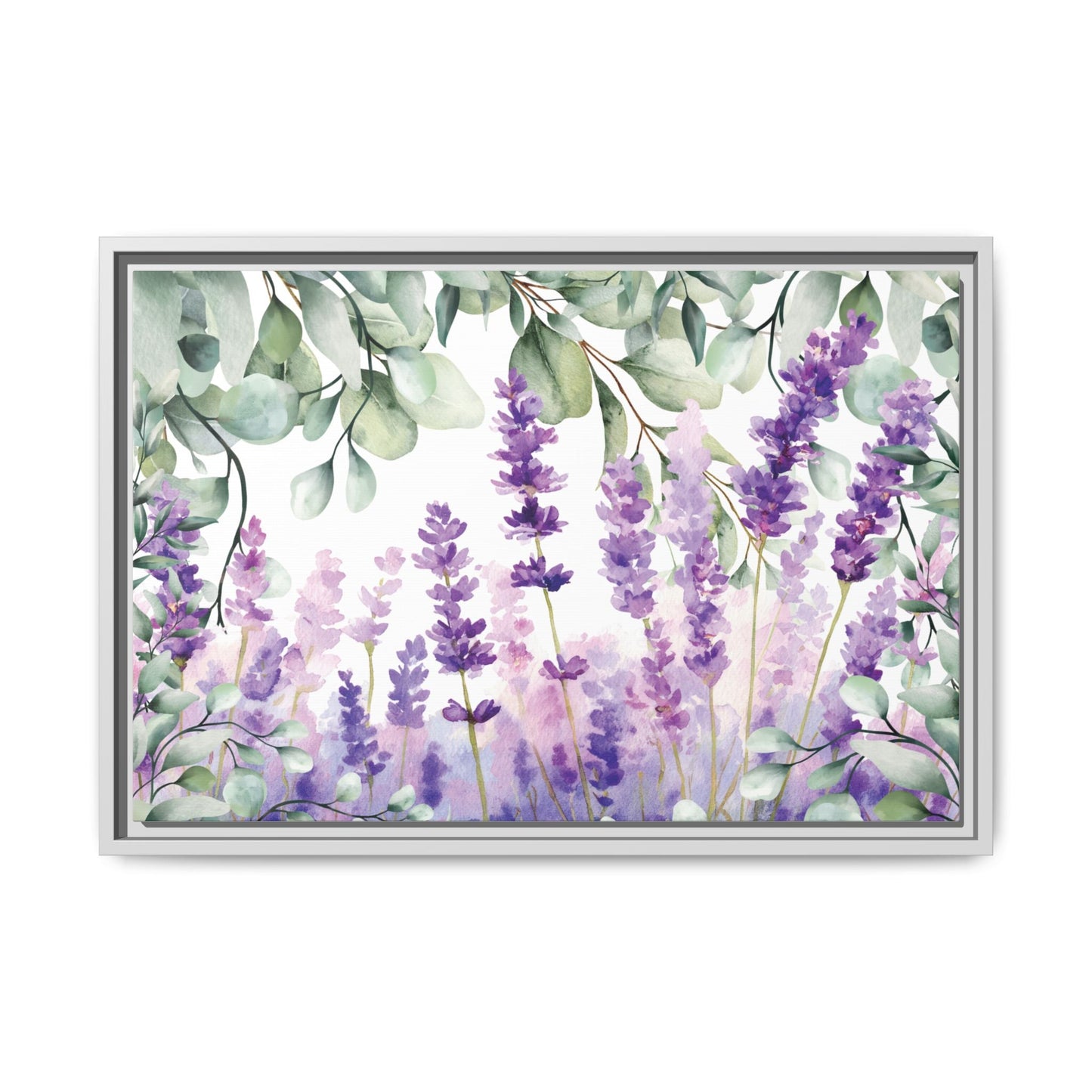 Eucalyptus Lavender Watercolor Framed Canvas - Scented Sanctuary - Tranquility - The Quiet Edit Studios