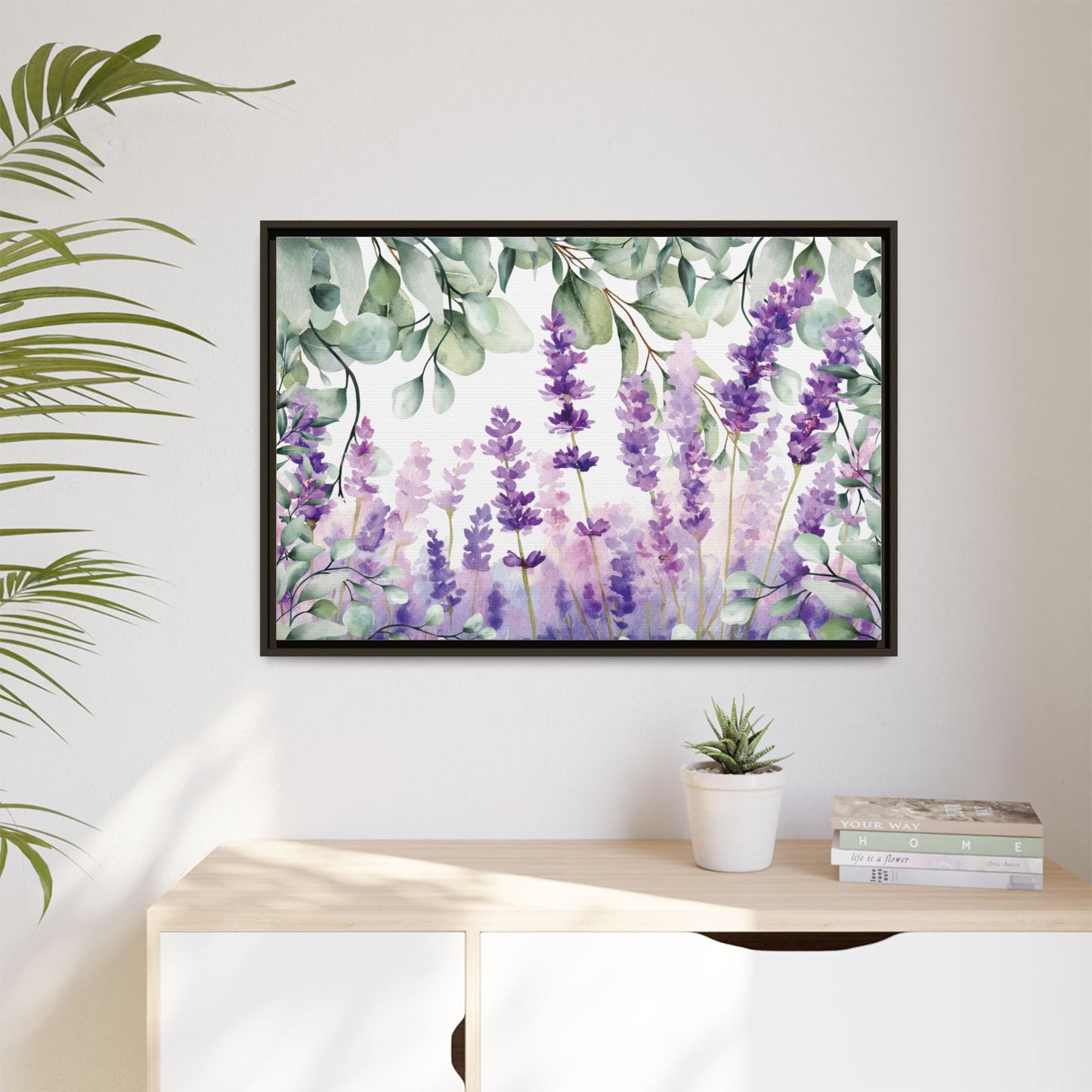 Eucalyptus Lavender Watercolor Framed Canvas - Scented Sanctuary - Tranquility - The Quiet Edit Studios