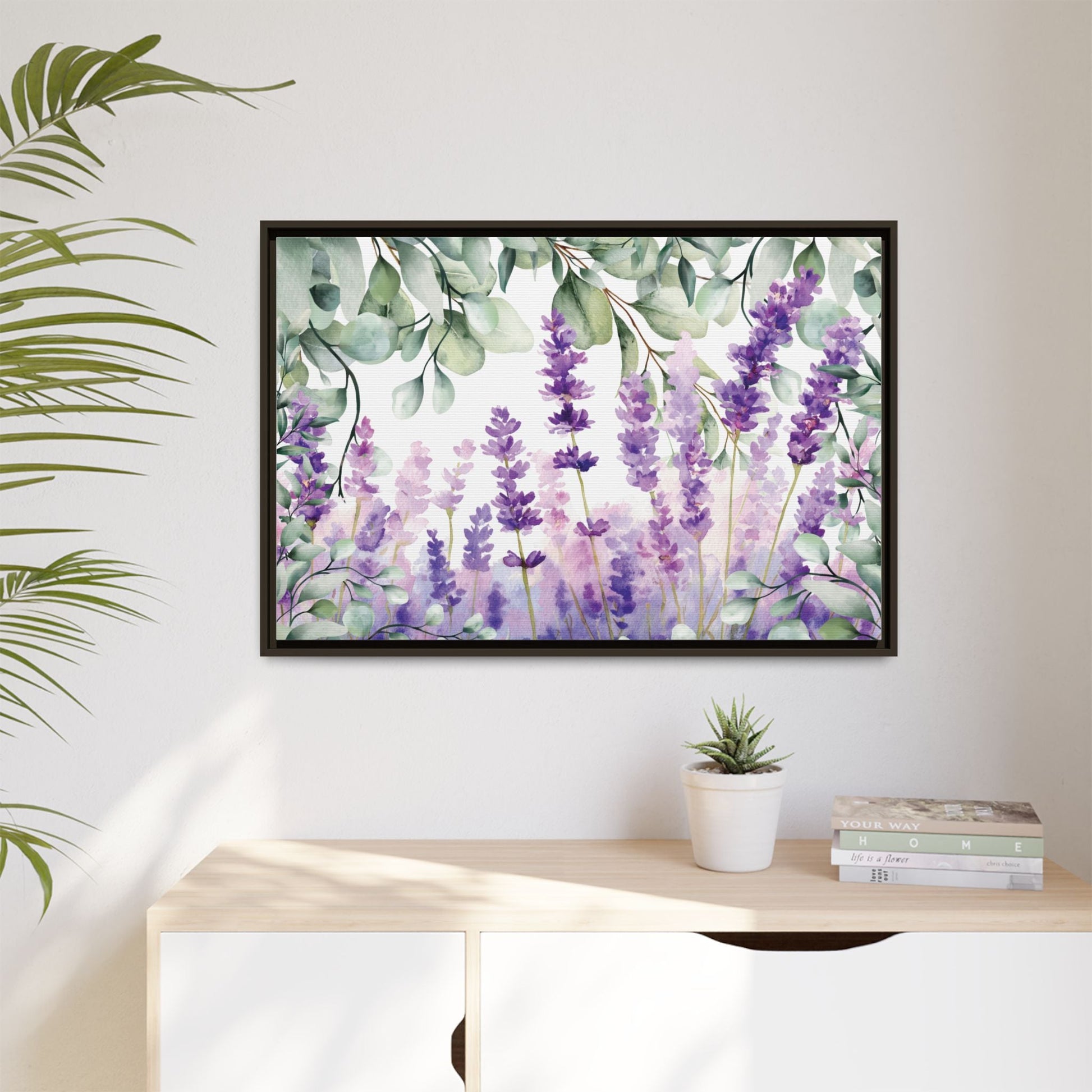 Eucalyptus Lavender Watercolor Framed Canvas - Scented Sanctuary - Tranquility - The Quiet Edit Studios