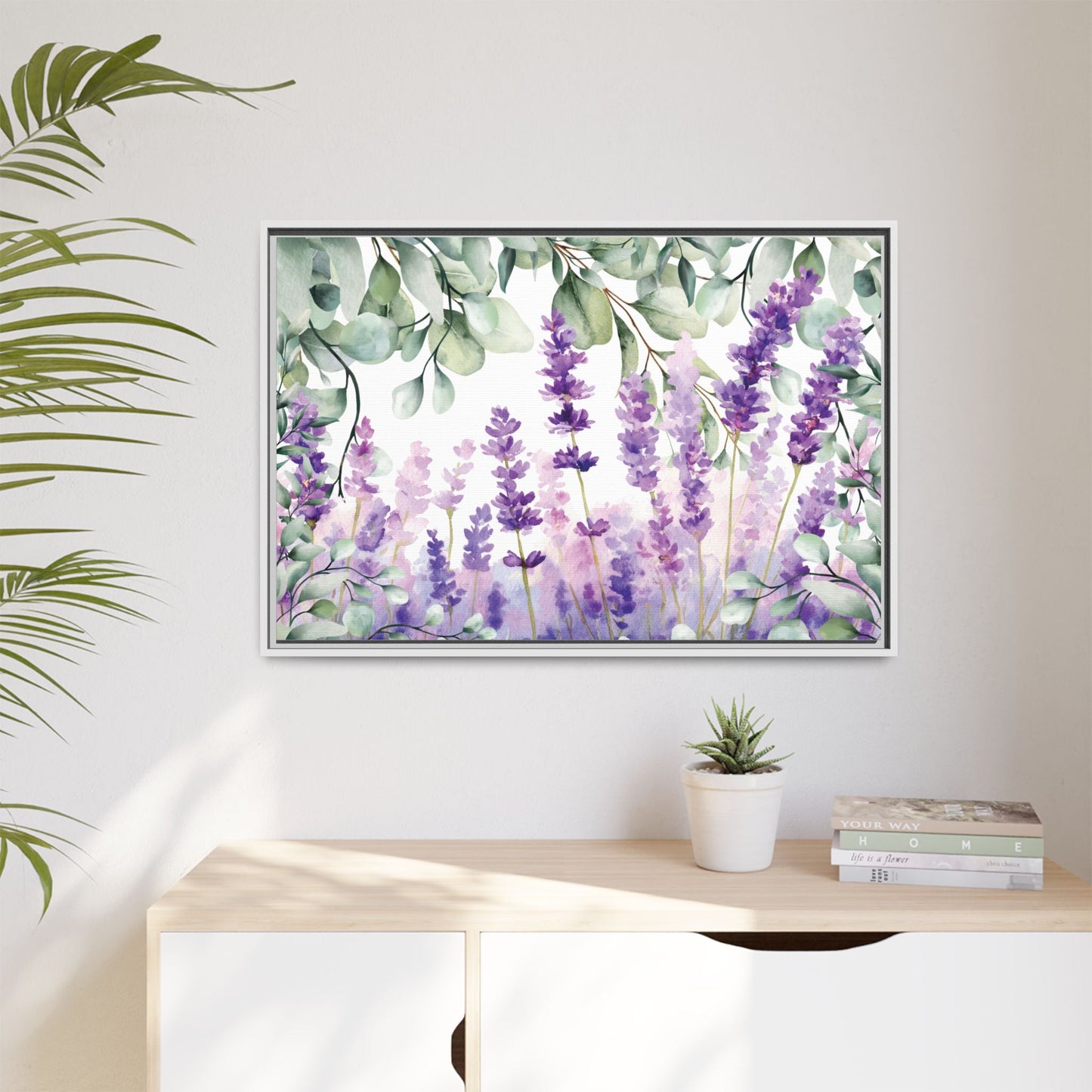 Eucalyptus Lavender Watercolor Framed Canvas - Scented Sanctuary - Tranquility - The Quiet Edit Studios