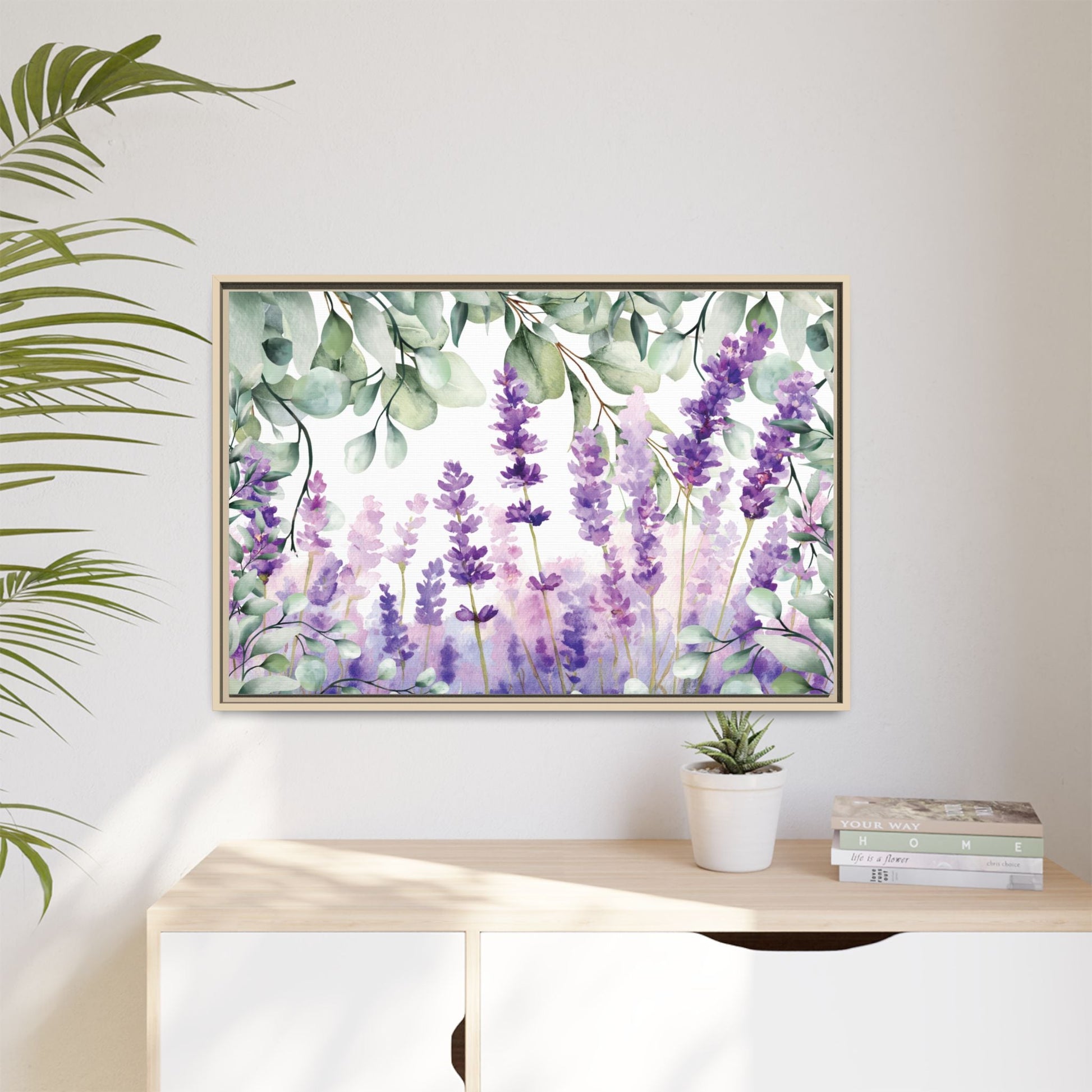 Eucalyptus Lavender Watercolor Framed Canvas - Scented Sanctuary - Tranquility - The Quiet Edit Studios