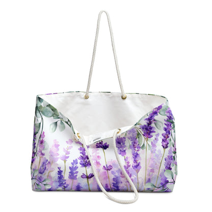 Eucalyptus Lavender Watercolor Weekender Beach Bag | Scented Sanctuary - Tranquility - The Quiet Edit Studios