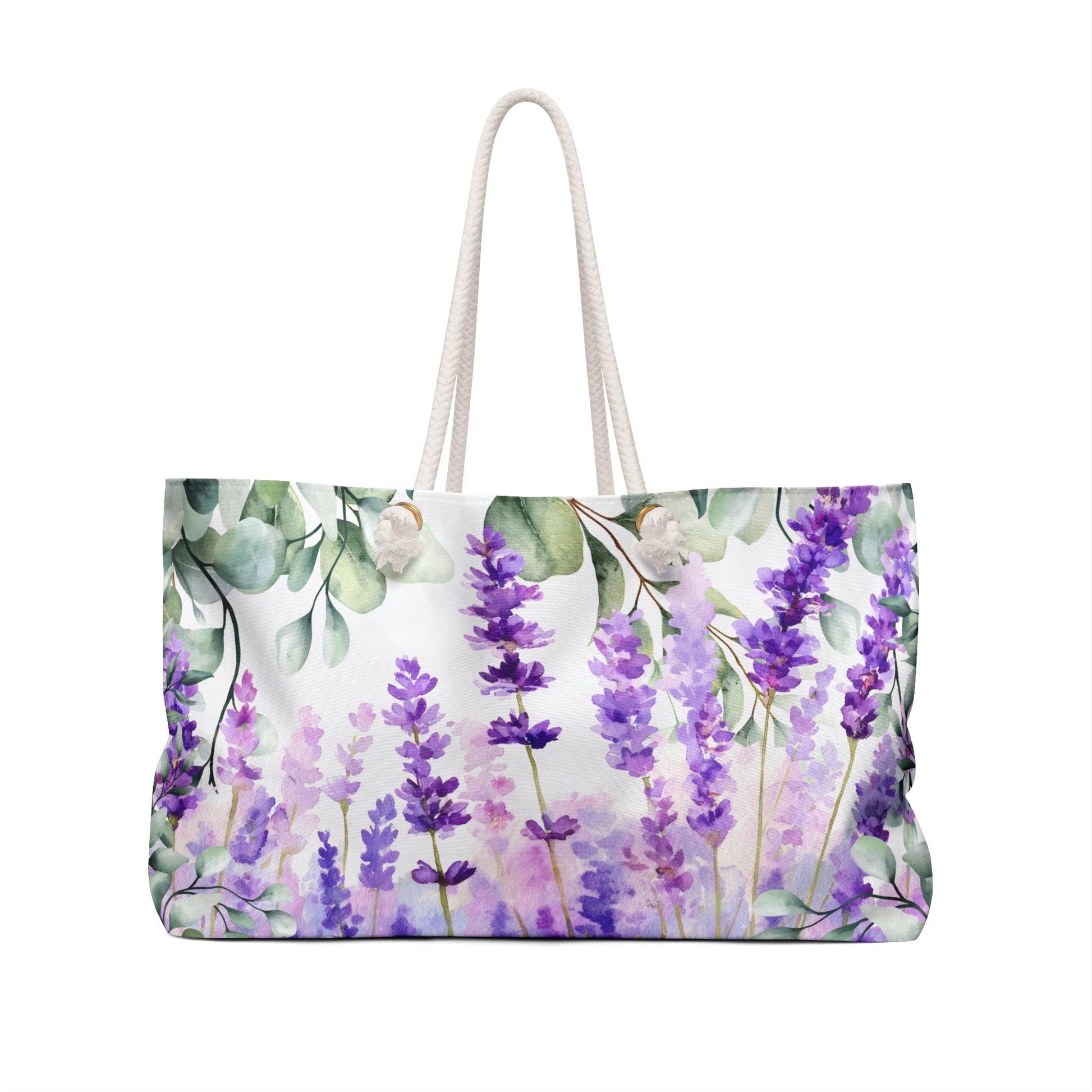 Eucalyptus Lavender Watercolor Weekender Beach Bag | Scented Sanctuary - Tranquility - The Quiet Edit Studios