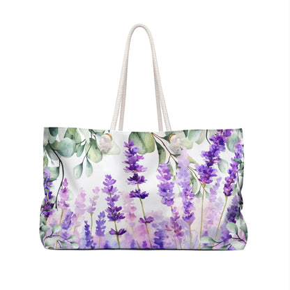 Eucalyptus Lavender Watercolor Weekender Beach Bag | Scented Sanctuary - Tranquility - The Quiet Edit Studios