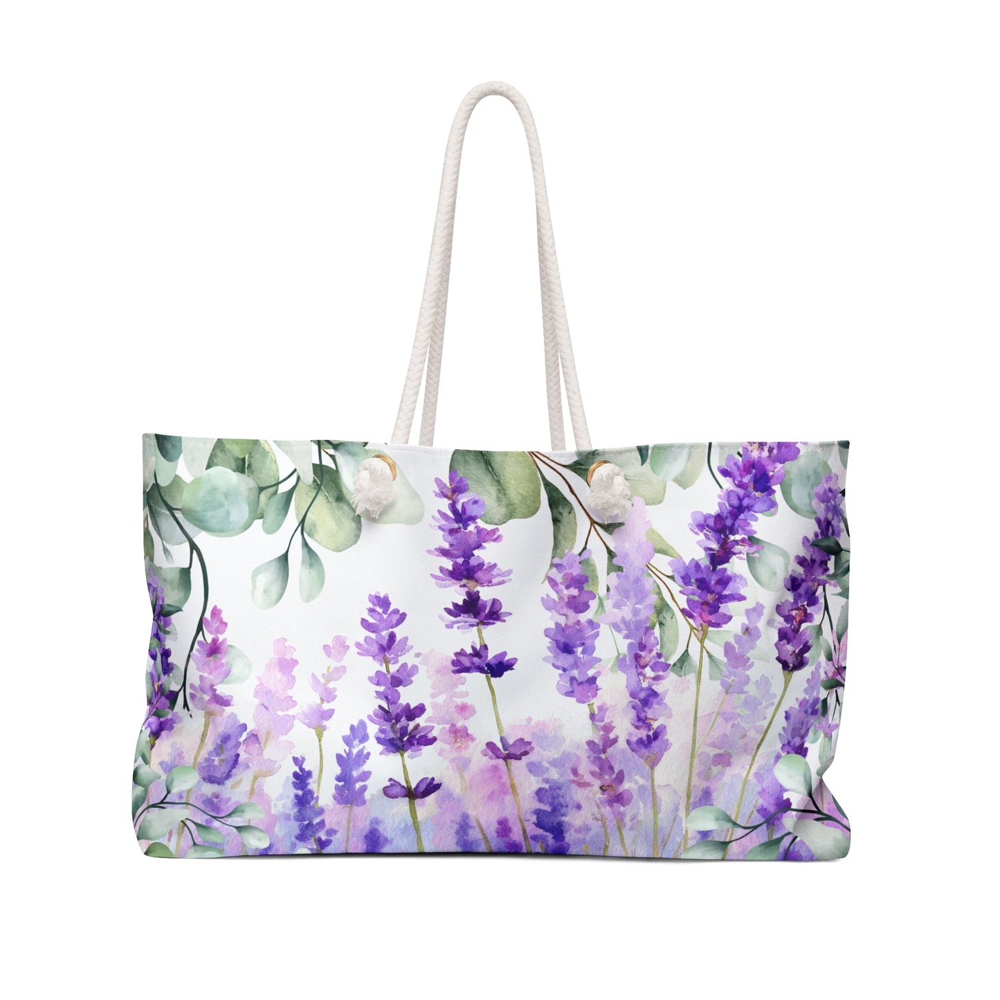 Eucalyptus Lavender Watercolor Weekender Beach Bag | Scented Sanctuary - Tranquility - The Quiet Edit Studios