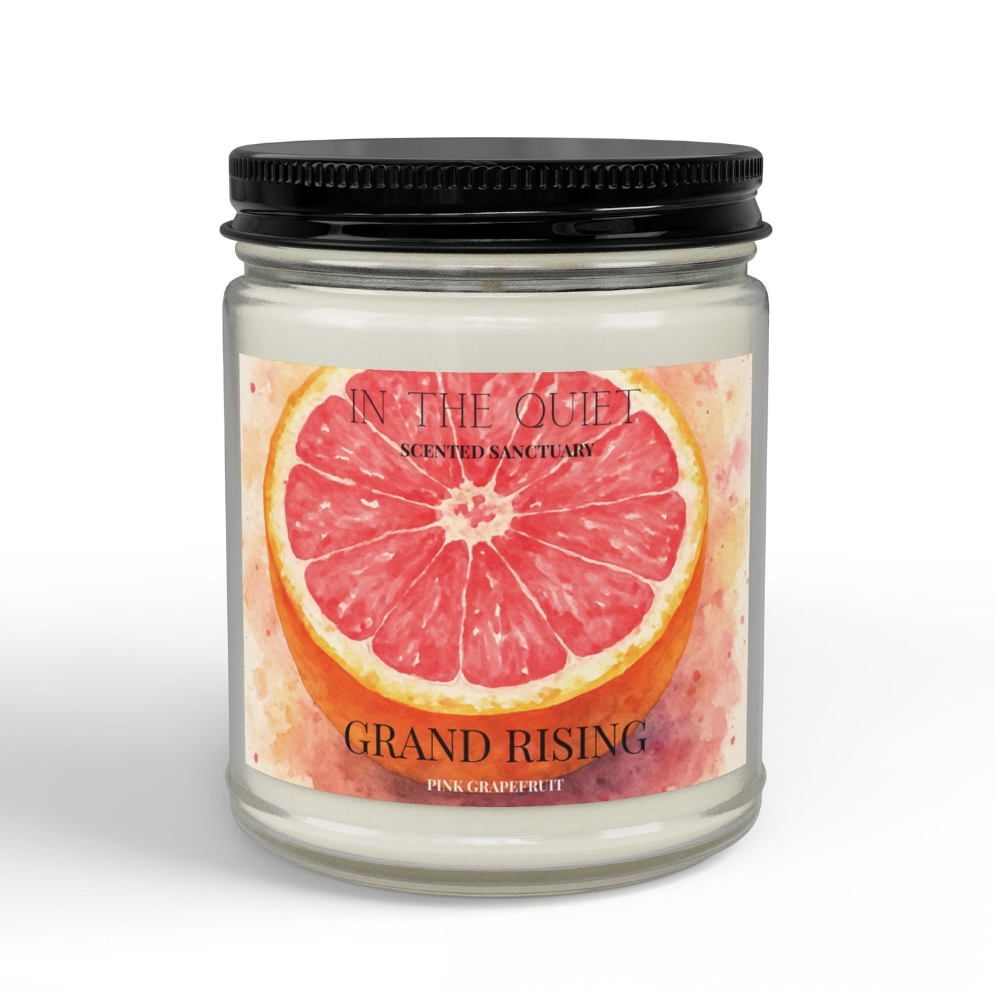 Grand Rising Pink Grapefruit Candle | Luxury Watercolor | Uplifting Scent | Scented Sanctuary - The Quiet Edit Studios