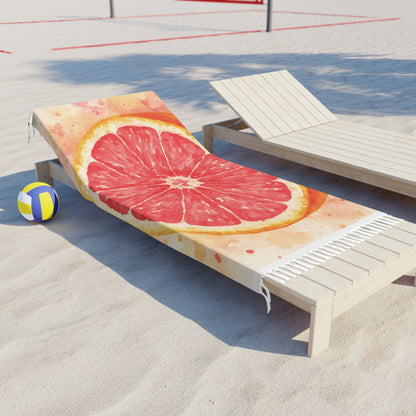 Grapefruit Slice Beach Towel | Boho Citrus Watercolor - The Quiet Edit Studios