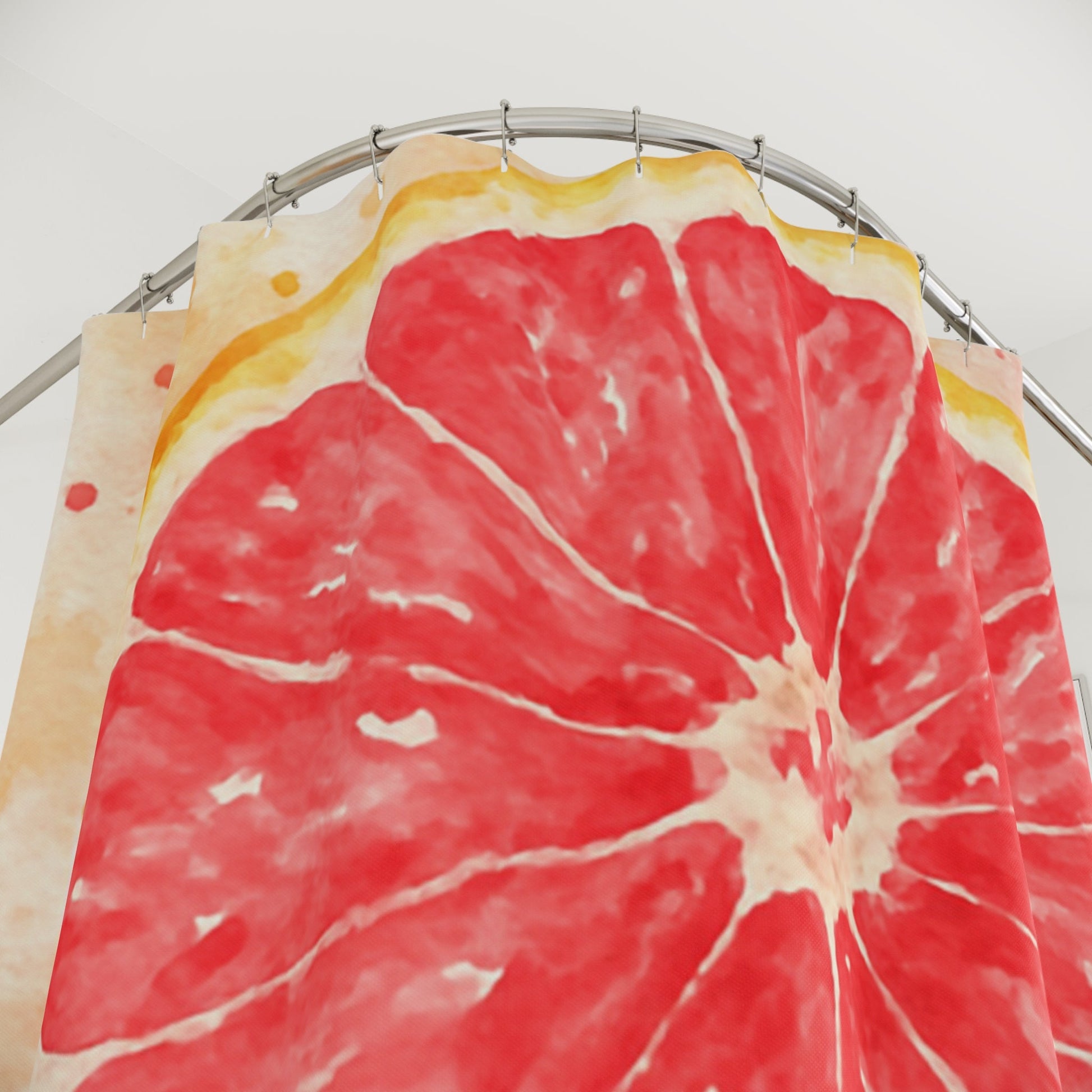 Grapefruit Watercolor Shower Curtain | Citrus Fruit Bathroom Decor | Scented Sanctuary - Grand Rising - The Quiet Edit Studios