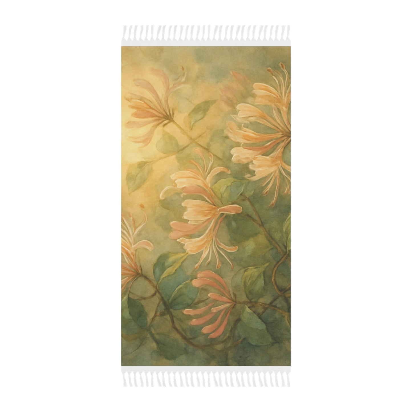 Honeysuckle Floral Boho Beach Towel | Lightweight Fringe Turkish Towel Scented Sanctuary - Soft Romance - The Quiet Edit Studios
