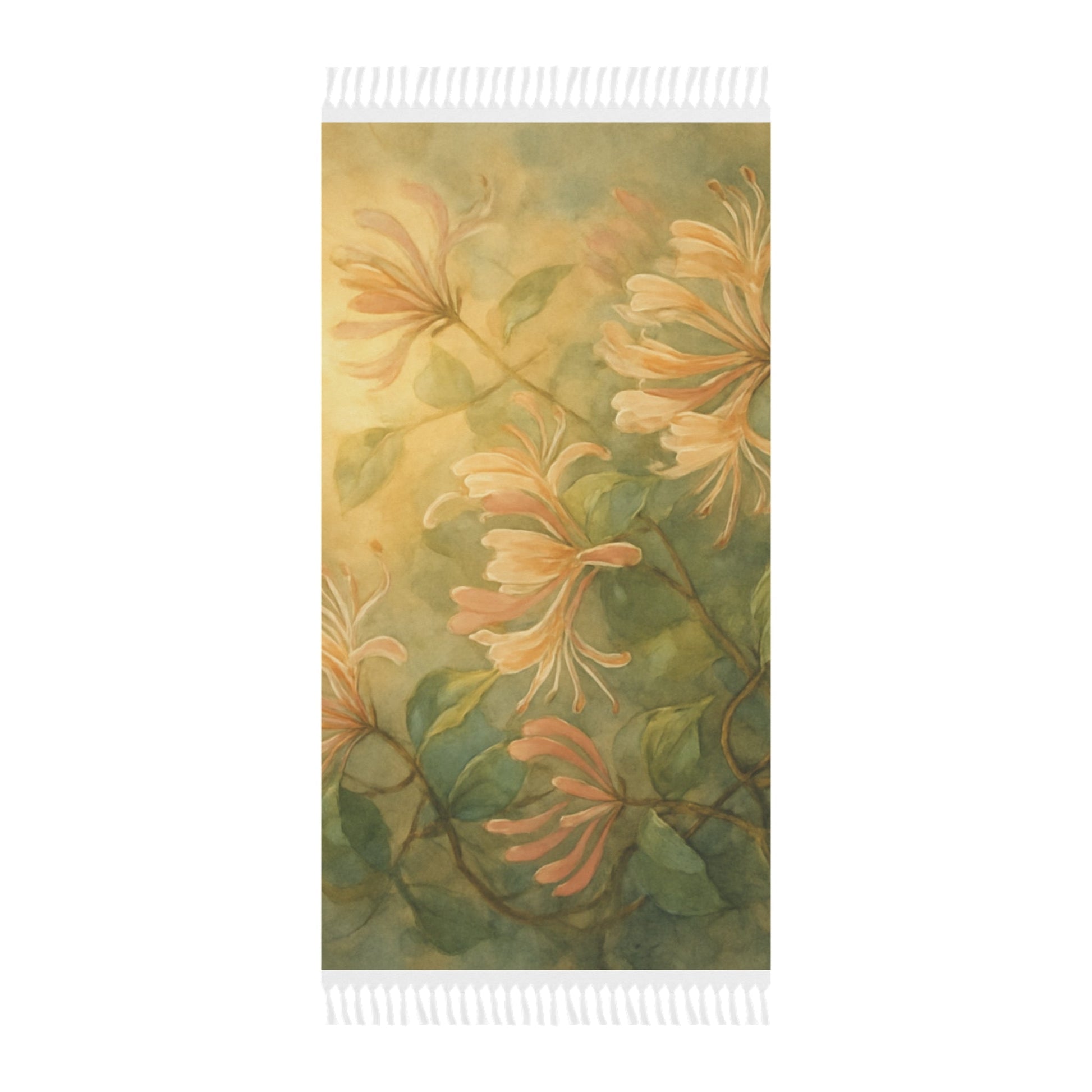 Honeysuckle Floral Boho Beach Towel | Lightweight Fringe Turkish Towel Scented Sanctuary - Soft Romance - The Quiet Edit Studios