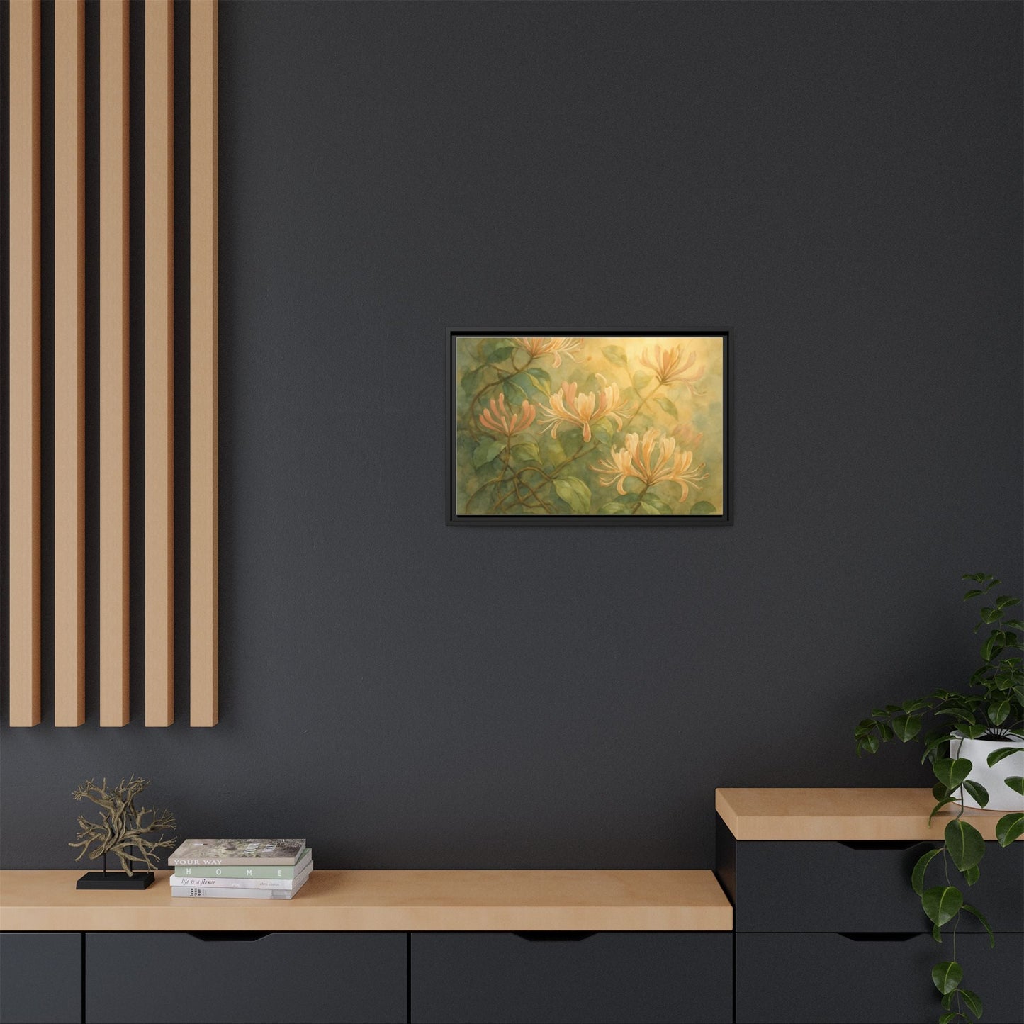 Honeysuckle Floral Wall Art Canvas Framed Scented Sanctuary - Soft Romance - The Quiet Edit Studios