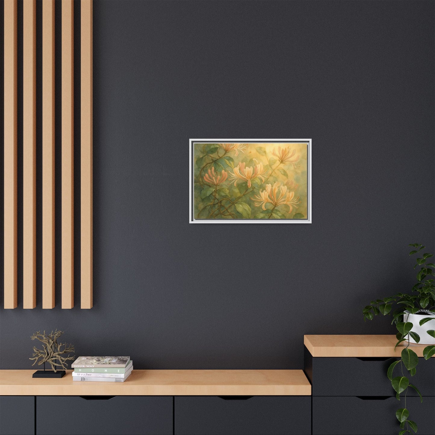 Honeysuckle Floral Wall Art Canvas Framed Scented Sanctuary - Soft Romance - The Quiet Edit Studios