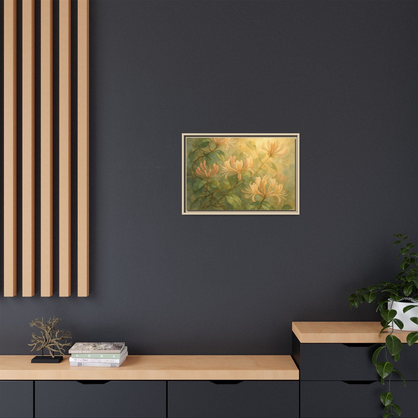 Honeysuckle Floral Wall Art Canvas Framed Scented Sanctuary - Soft Romance - The Quiet Edit Studios