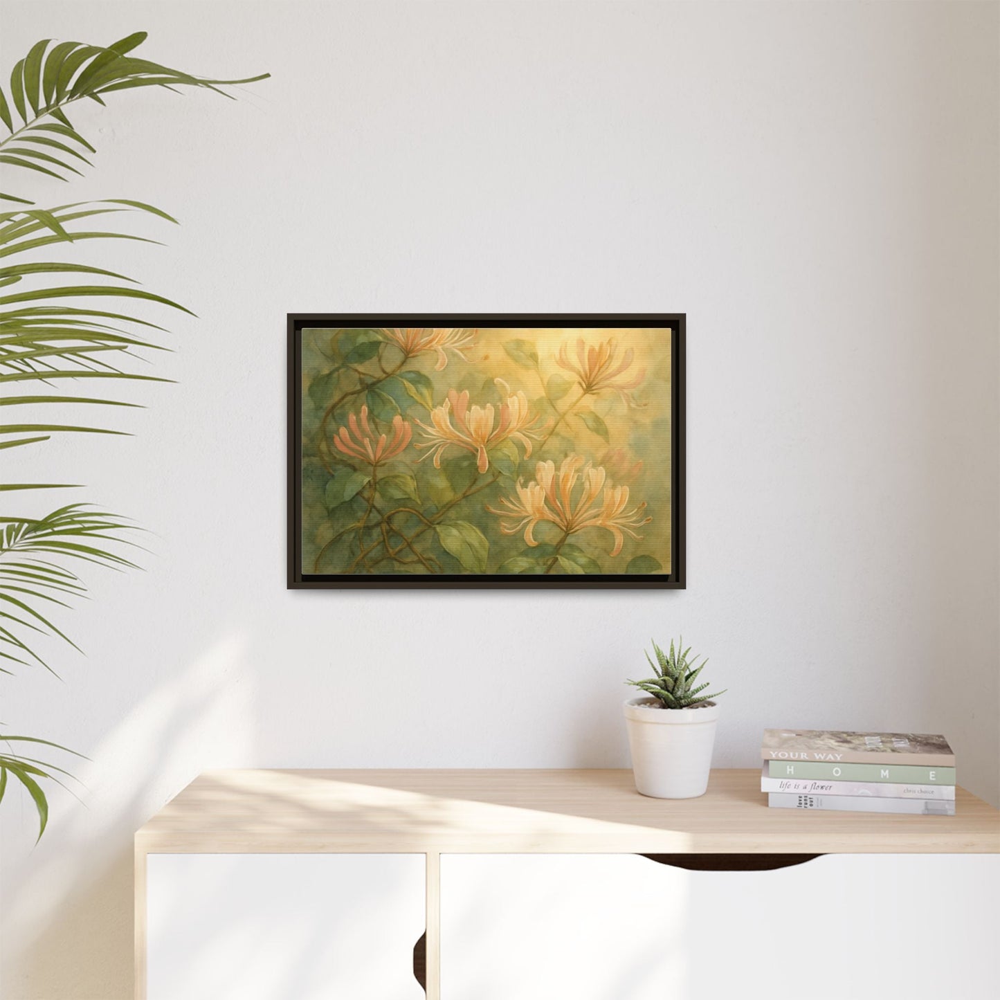 Honeysuckle Floral Wall Art Canvas Framed Scented Sanctuary - Soft Romance - The Quiet Edit Studios