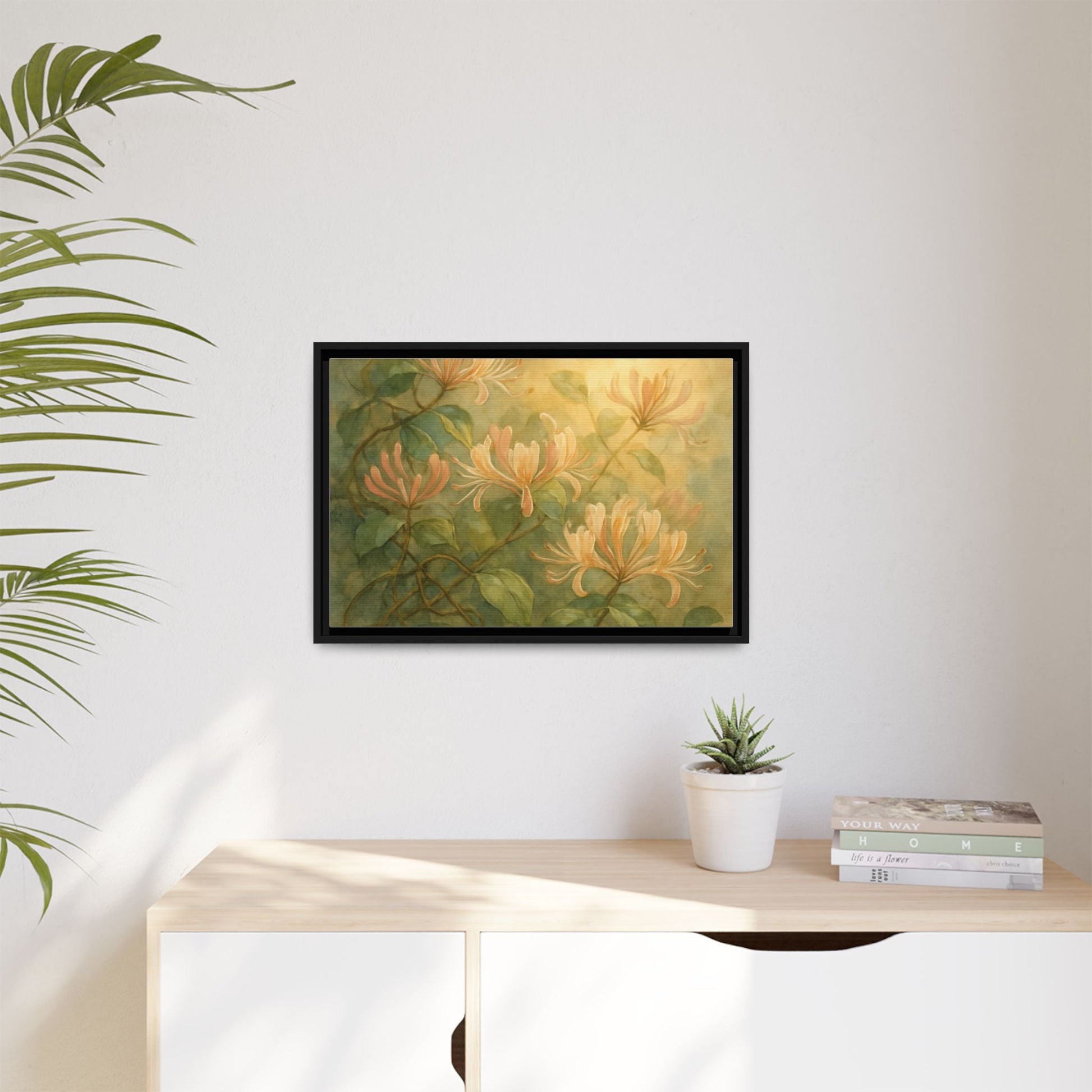 Honeysuckle Floral Wall Art Canvas Framed Scented Sanctuary - Soft Romance - The Quiet Edit Studios