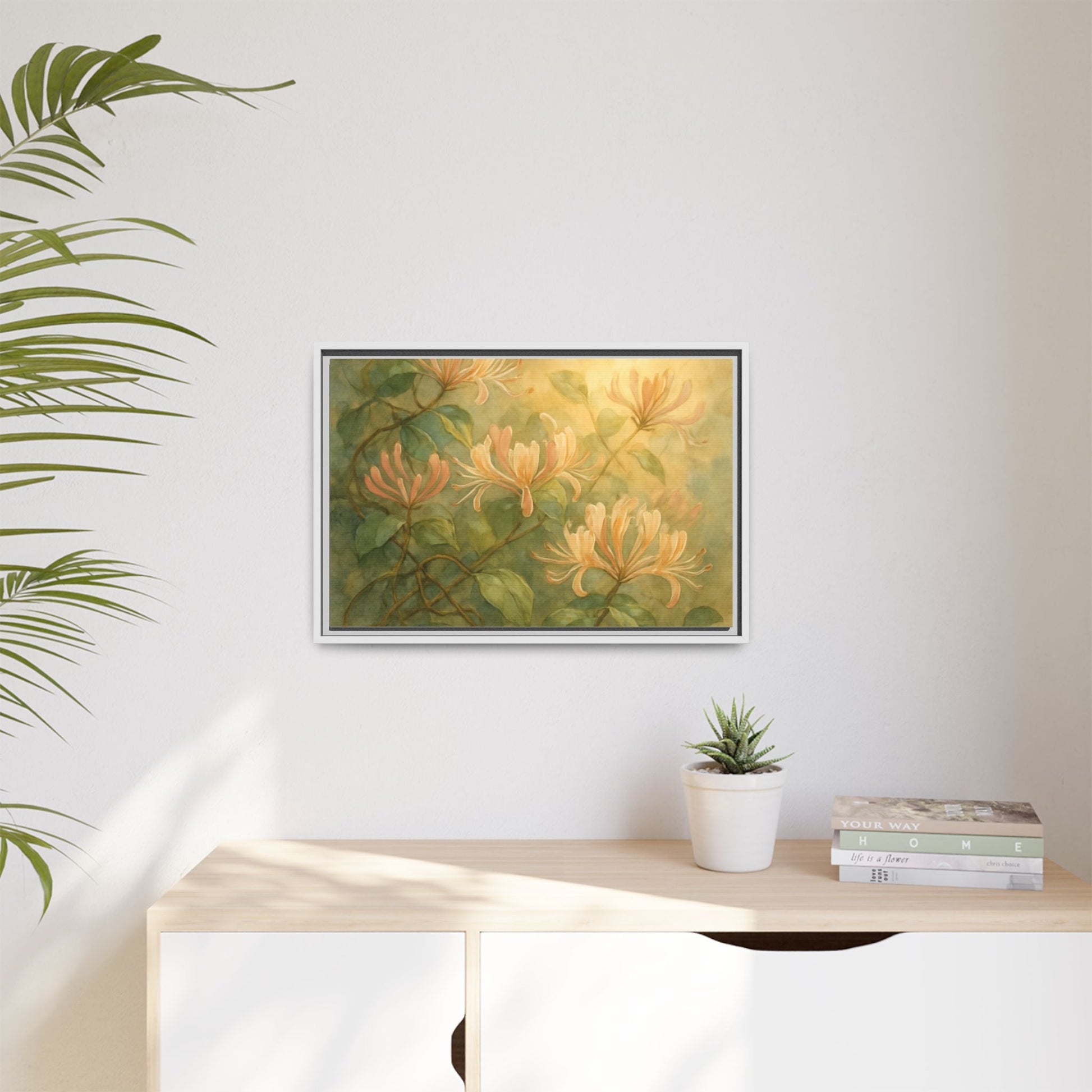 Honeysuckle Floral Wall Art Canvas Framed Scented Sanctuary - Soft Romance - The Quiet Edit Studios
