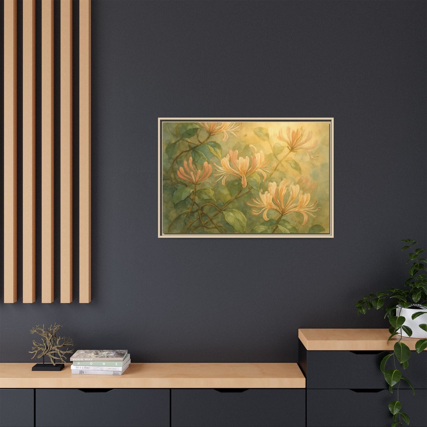 Honeysuckle Floral Wall Art Canvas Framed Scented Sanctuary - Soft Romance - The Quiet Edit Studios