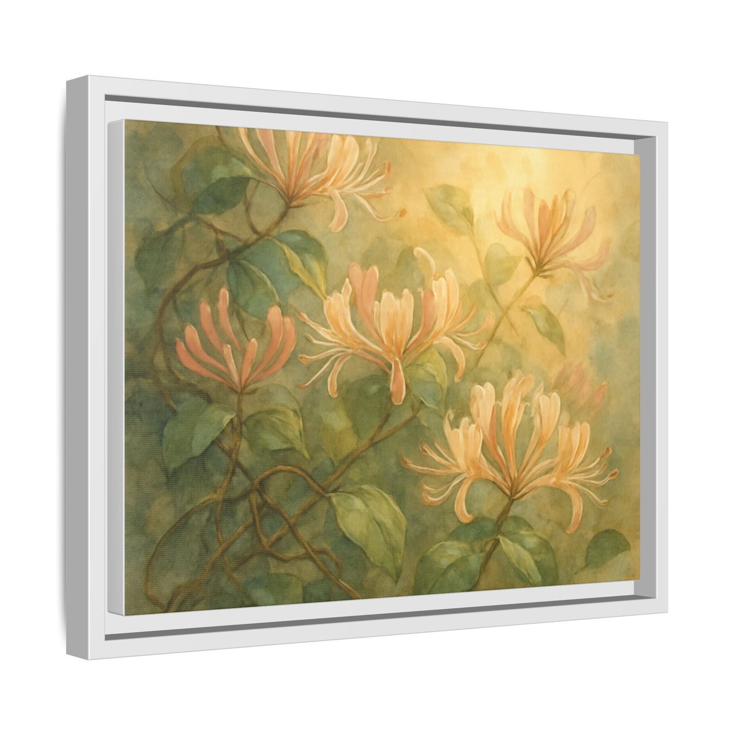 Honeysuckle Floral Wall Art Canvas Framed Scented Sanctuary - Soft Romance - The Quiet Edit Studios
