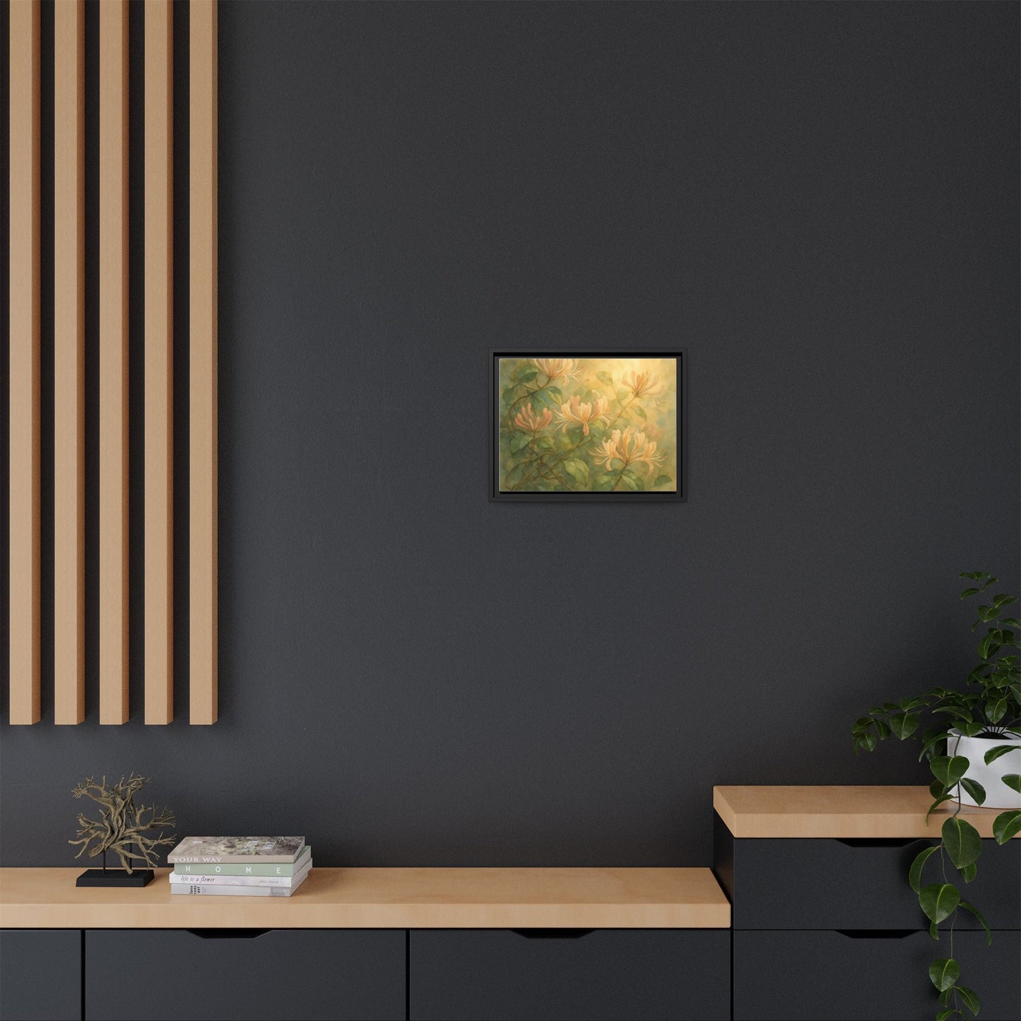 Honeysuckle Floral Wall Art Canvas Framed Scented Sanctuary - Soft Romance - The Quiet Edit Studios