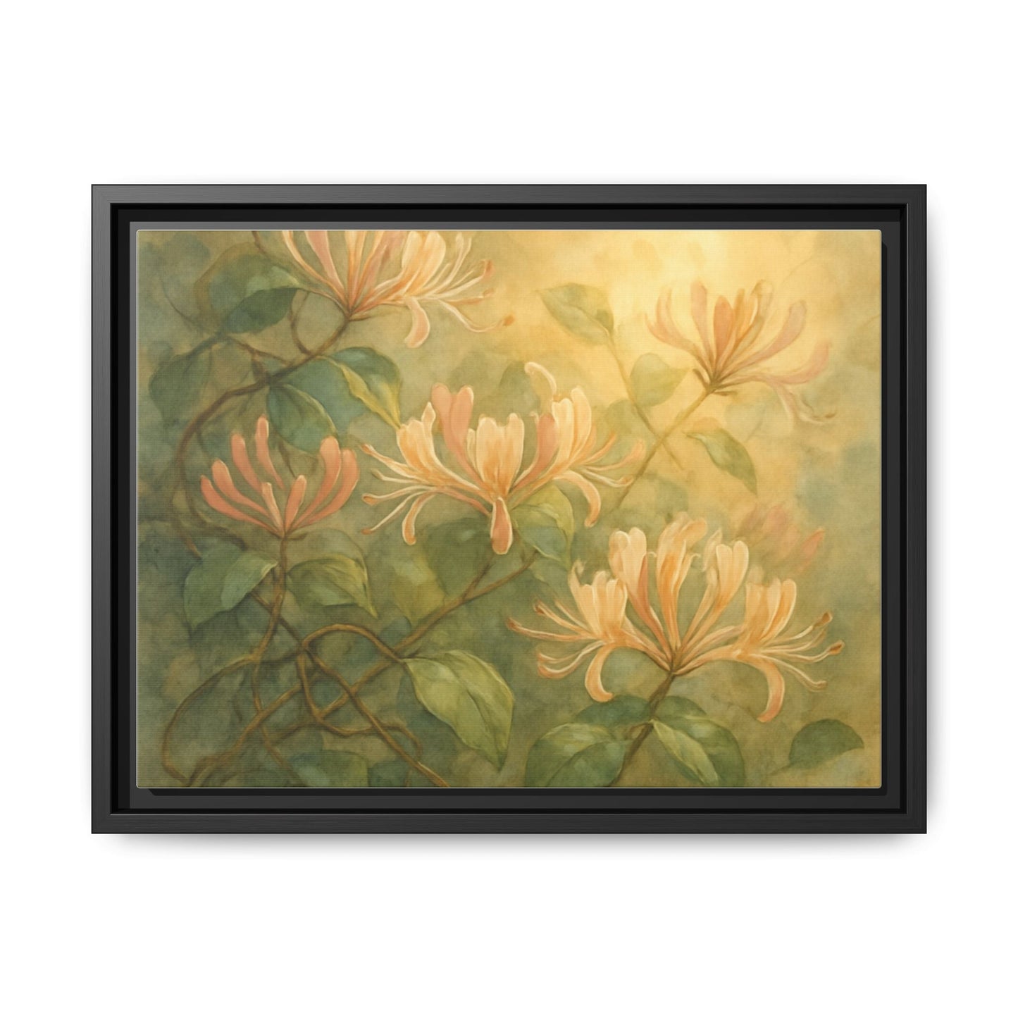 Honeysuckle Floral Wall Art Canvas Framed Scented Sanctuary - Soft Romance - The Quiet Edit Studios