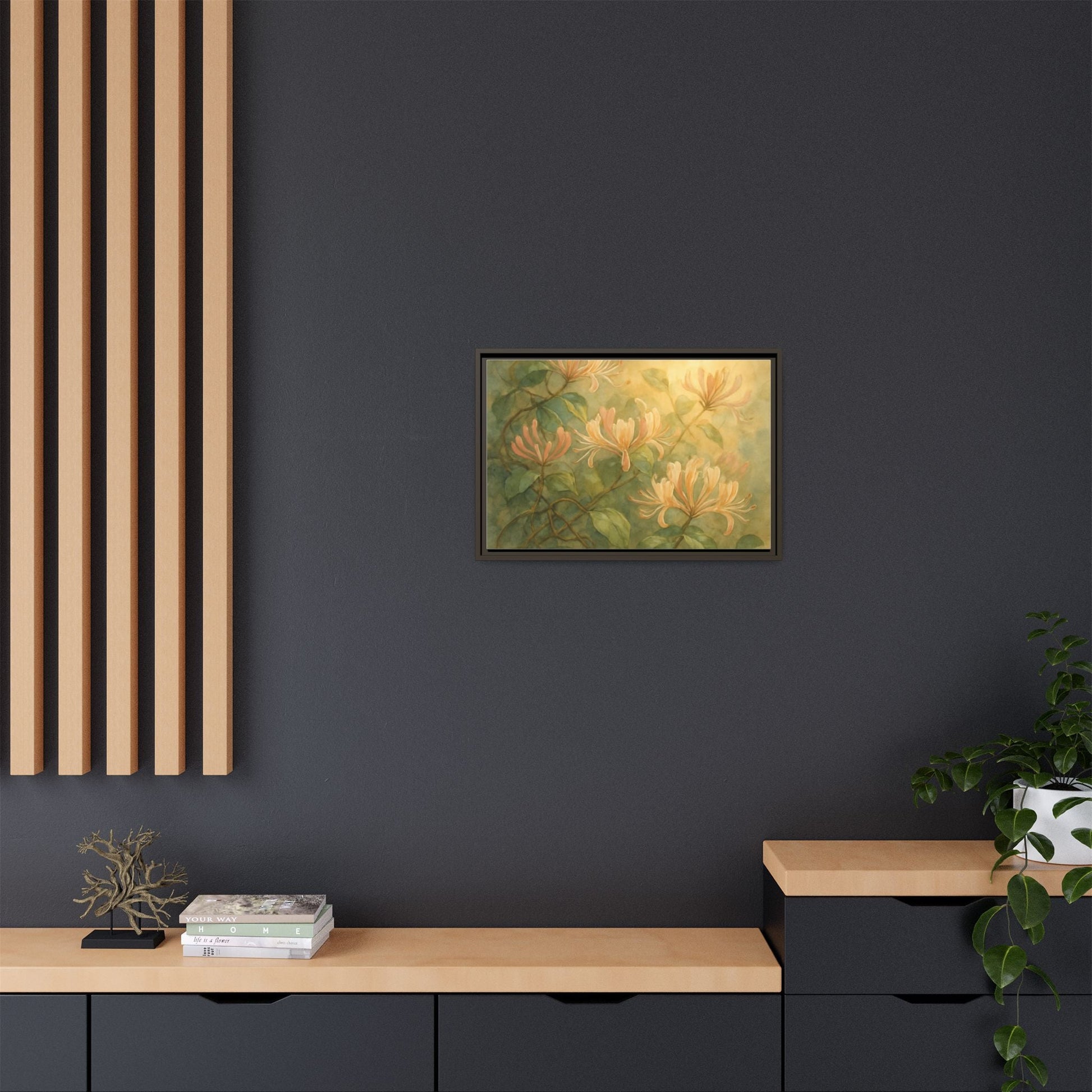 Honeysuckle Floral Wall Art Canvas Framed Scented Sanctuary - Soft Romance - The Quiet Edit Studios