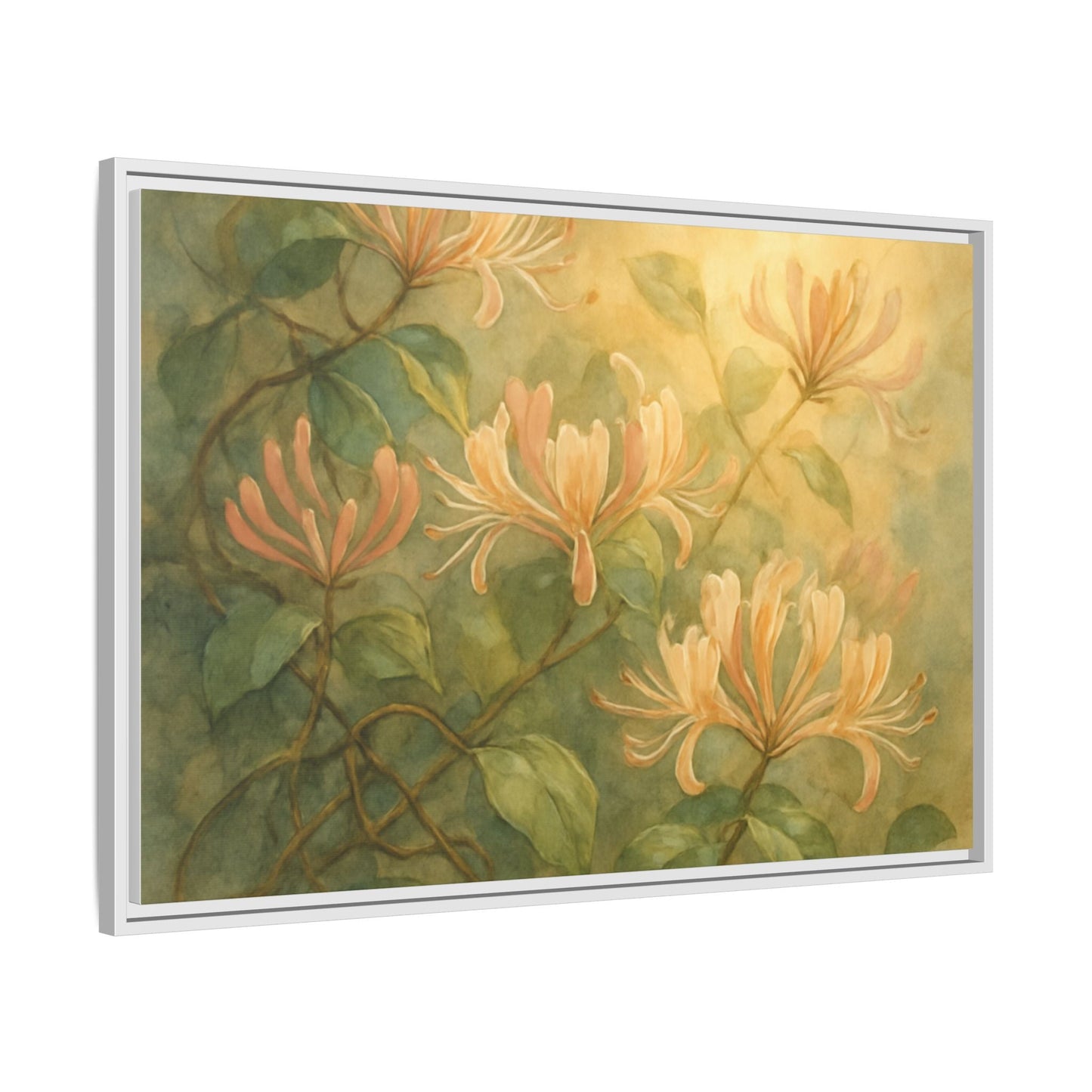 Honeysuckle Floral Wall Art Canvas Framed Scented Sanctuary - Soft Romance - The Quiet Edit Studios