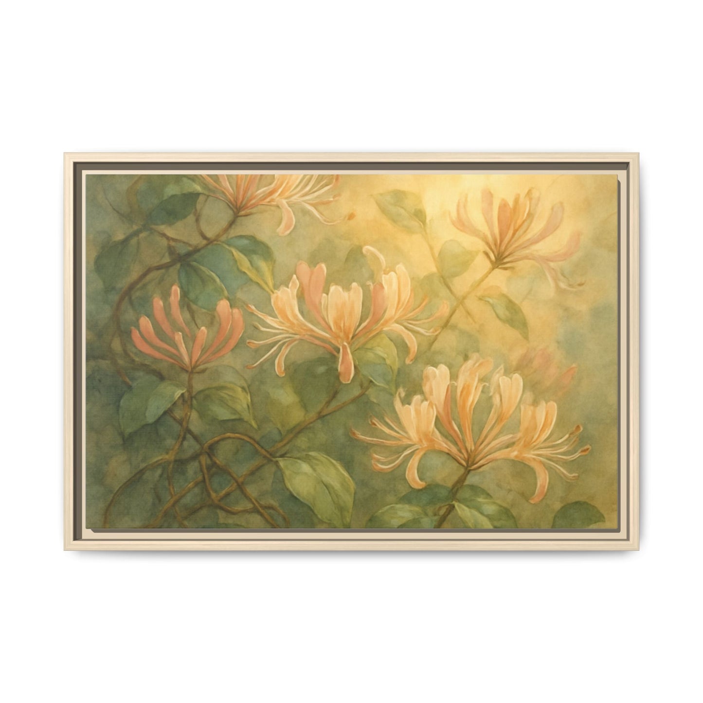 Honeysuckle Floral Wall Art Canvas Framed Scented Sanctuary - Soft Romance - The Quiet Edit Studios