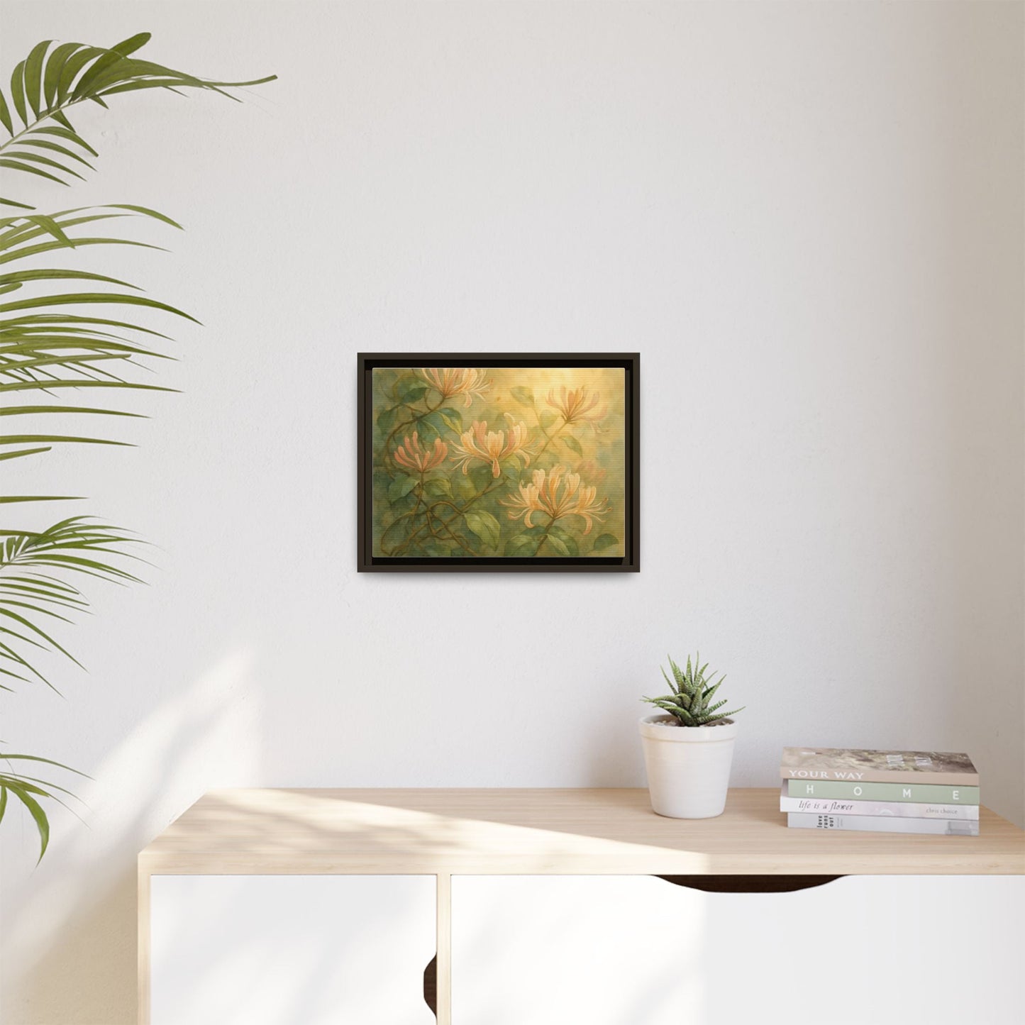 Honeysuckle Floral Wall Art Canvas Framed Scented Sanctuary - Soft Romance - The Quiet Edit Studios