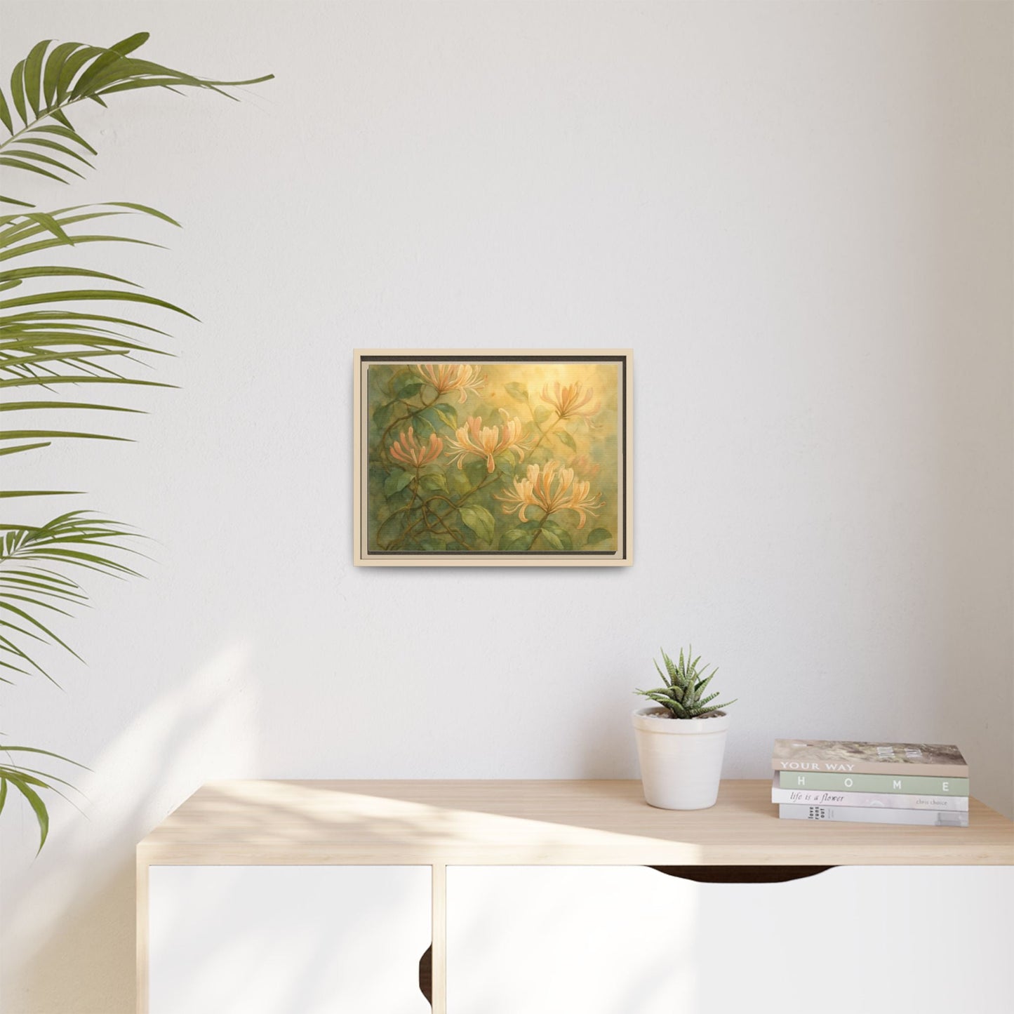 Honeysuckle Floral Wall Art Canvas Framed Scented Sanctuary - Soft Romance - The Quiet Edit Studios