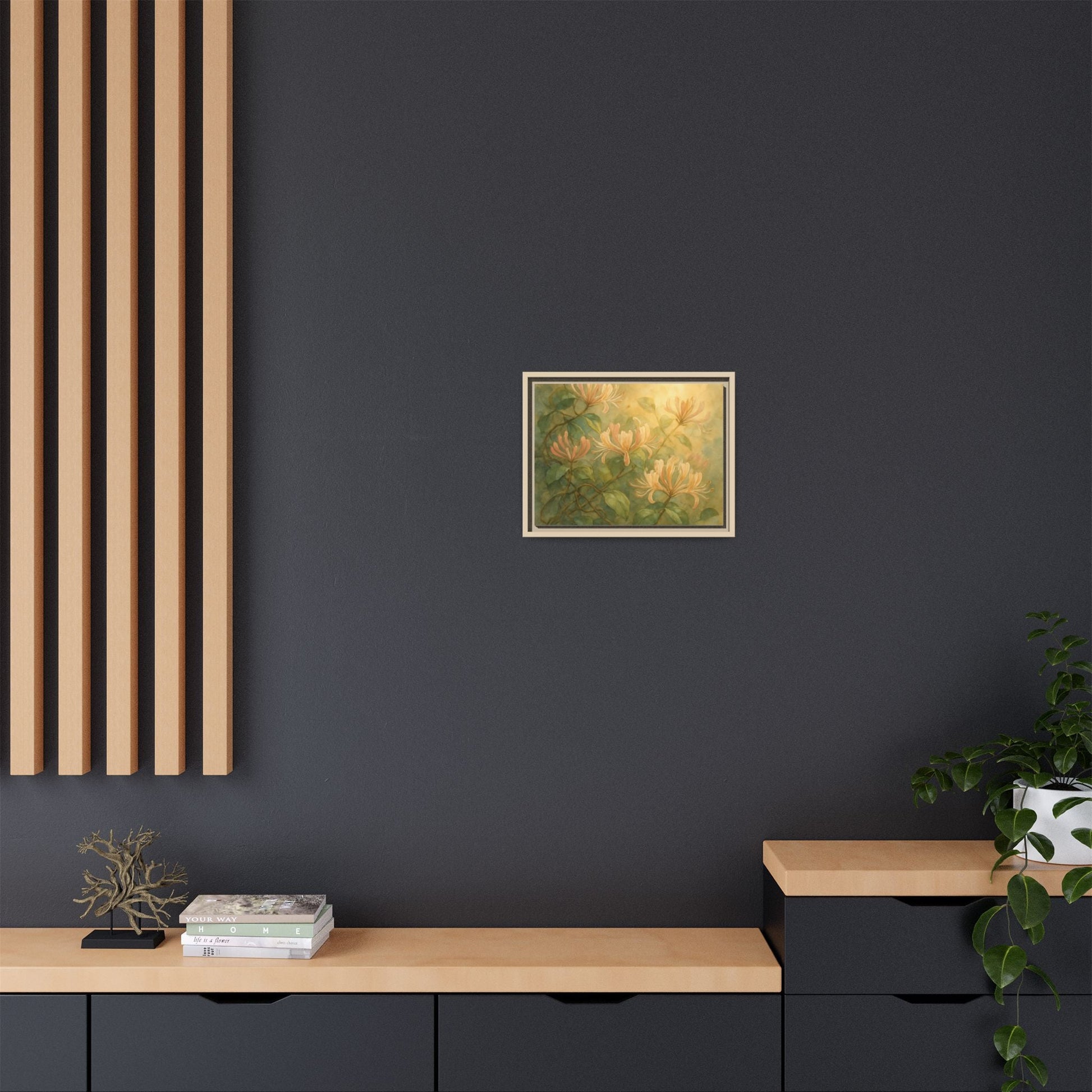 Honeysuckle Floral Wall Art Canvas Framed Scented Sanctuary - Soft Romance - The Quiet Edit Studios