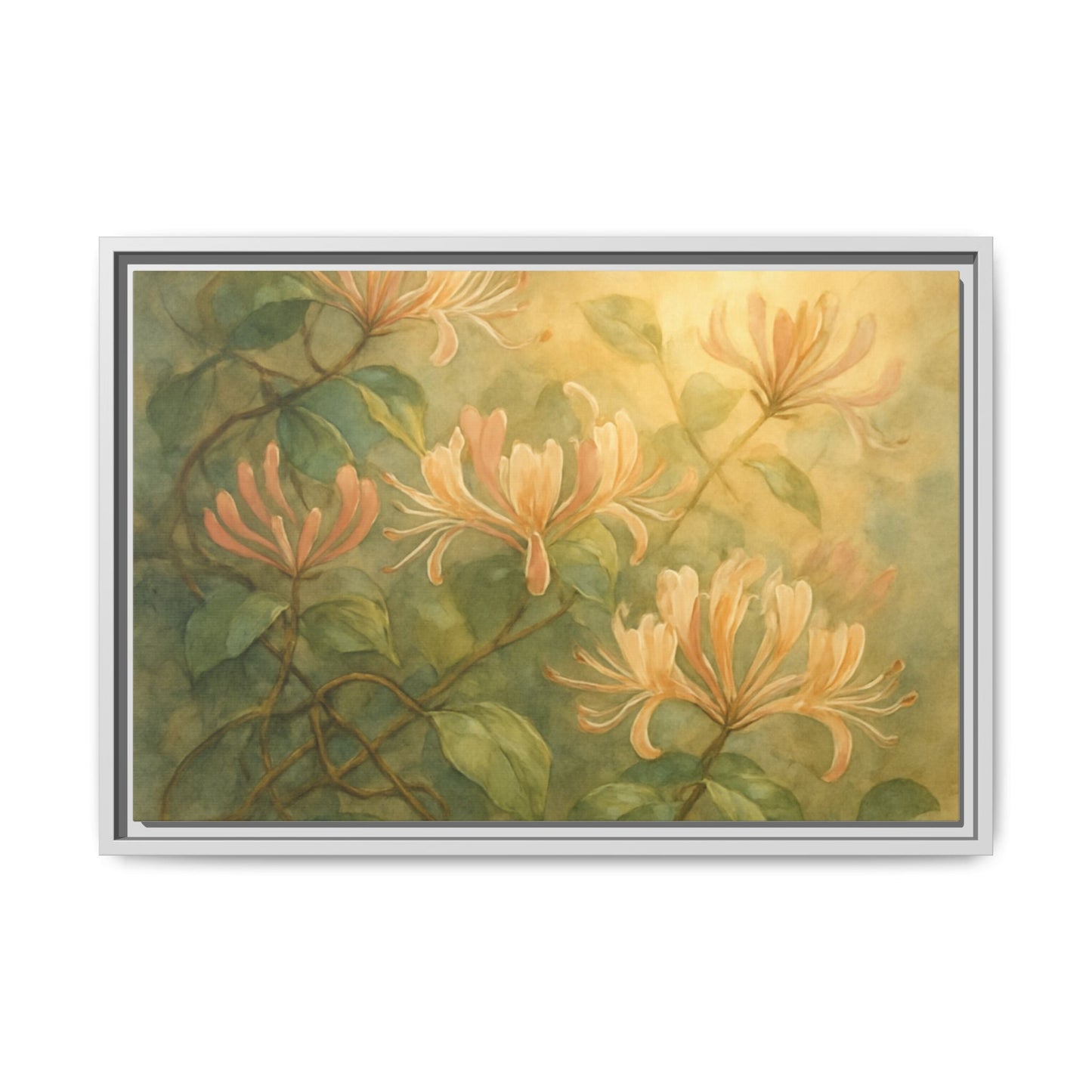 Honeysuckle Floral Wall Art Canvas Framed Scented Sanctuary - Soft Romance - The Quiet Edit Studios