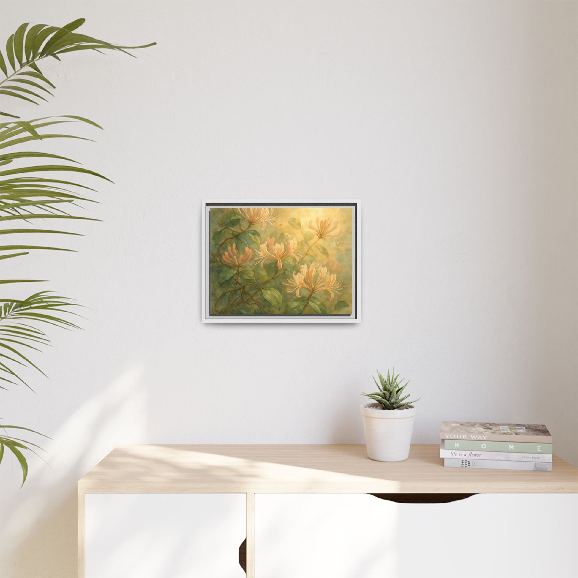 Honeysuckle Floral Wall Art Canvas Framed Scented Sanctuary - Soft Romance - The Quiet Edit Studios