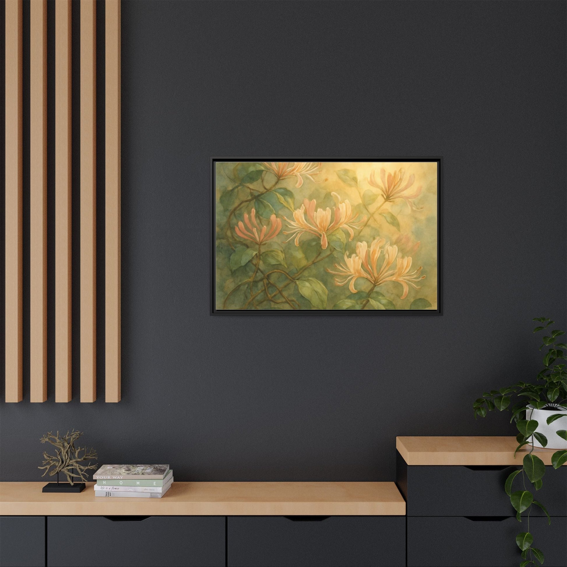Honeysuckle Floral Wall Art Canvas Framed Scented Sanctuary - Soft Romance - The Quiet Edit Studios