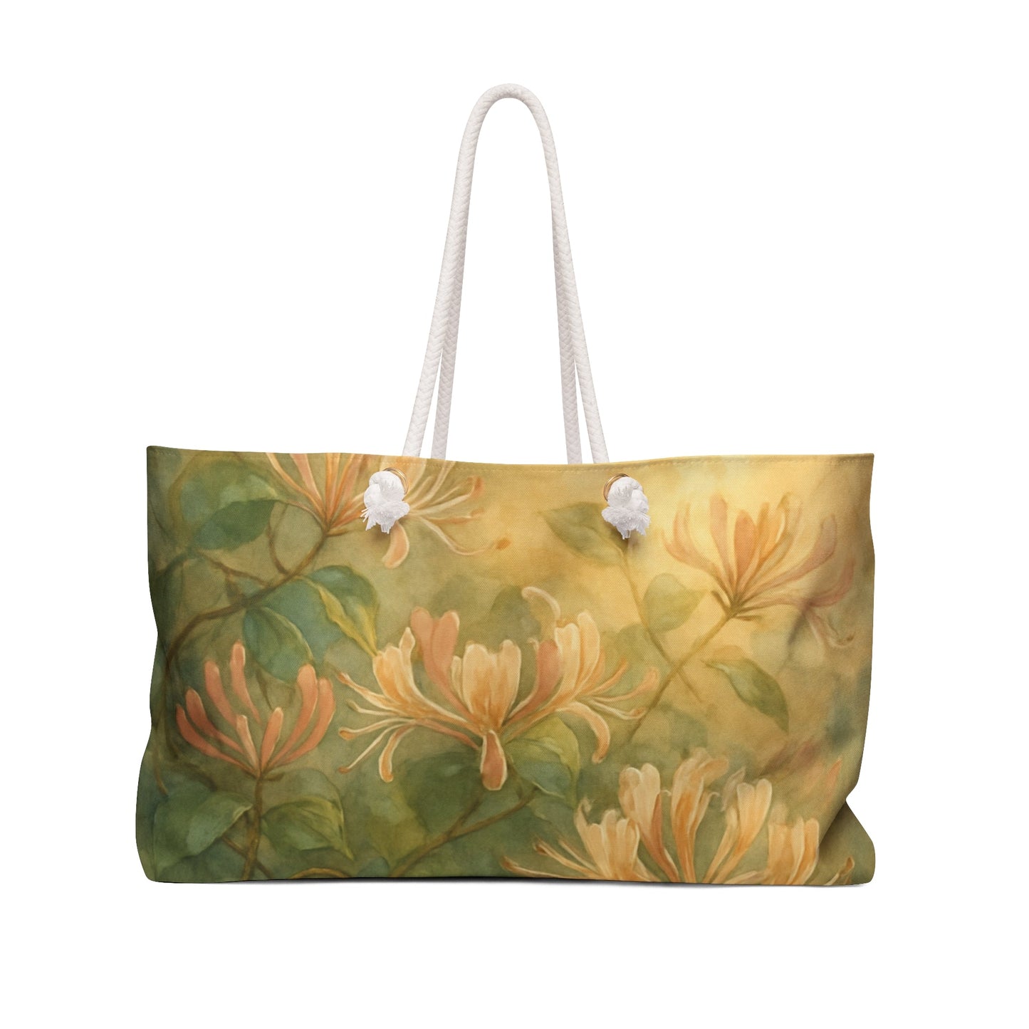 Honeysuckle Floral Watercolor Weekender Beach Bag | Botanical Tote Scented Sanctuary - Soft Romance - The Quiet Edit Studios