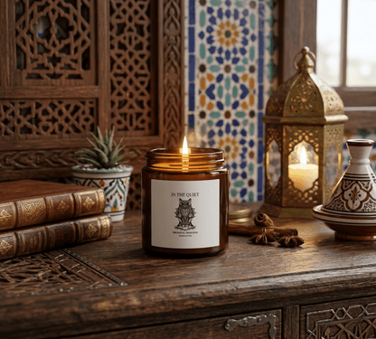 In The Quiet II: Emotional Awareness Candle | Cinnamon Chai | Coconut Apricot Soy Wax Jar | Luxury Amber Jar - The Quiet Edit Studios