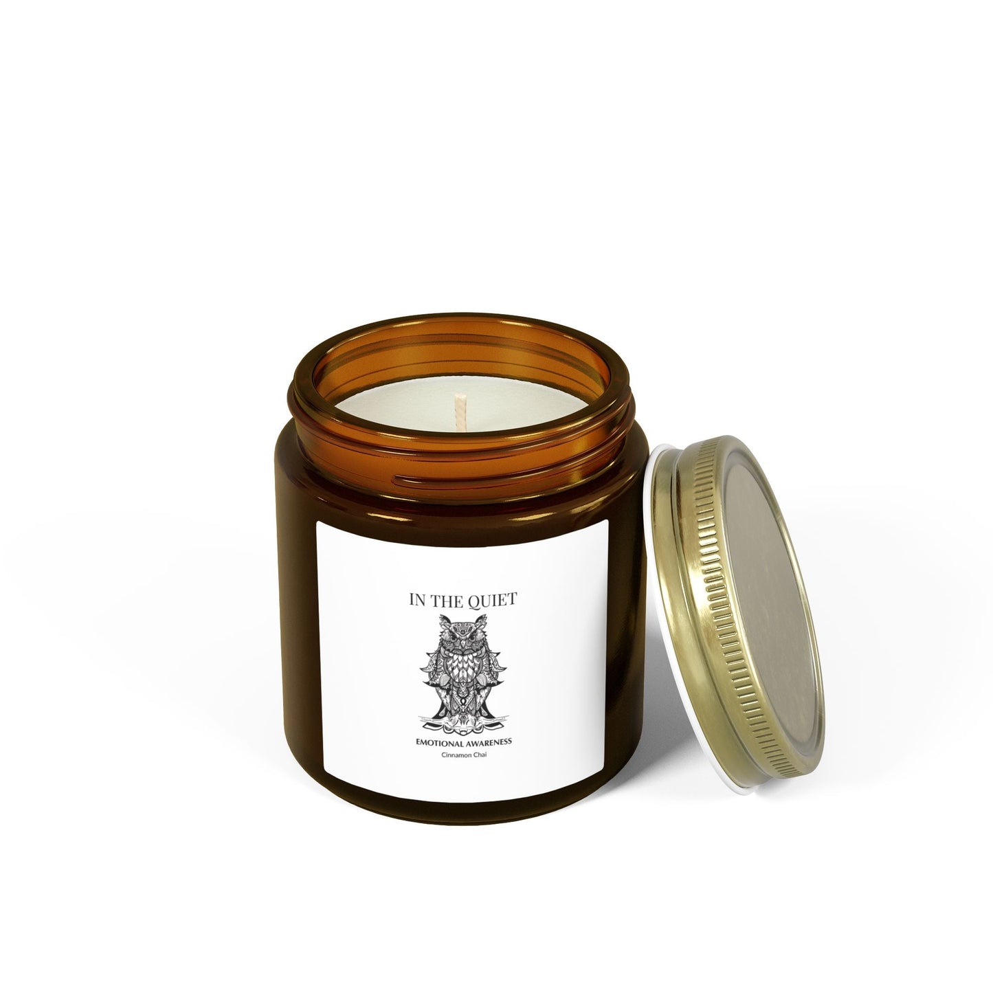 In The Quiet II: Emotional Awareness Candle | Cinnamon Chai | Coconut Apricot Soy Wax Jar | Luxury Amber Jar - The Quiet Edit Studios