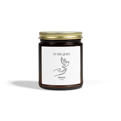 In The Quiet IV: Healing Candle | Lavender Scent | Coconut Apricot Soy Wax | Luxury Amber Jar - The Quiet Edit Studios