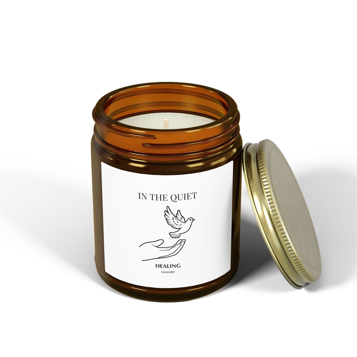 In The Quiet IV: Healing Candle | Lavender Scent | Coconut Apricot Soy Wax | Luxury Amber Jar - The Quiet Edit Studios