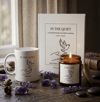 In The Quiet IV: Healing Candle | Lavender Scent | Coconut Apricot Soy Wax | Luxury Amber Jar - The Quiet Edit Studios