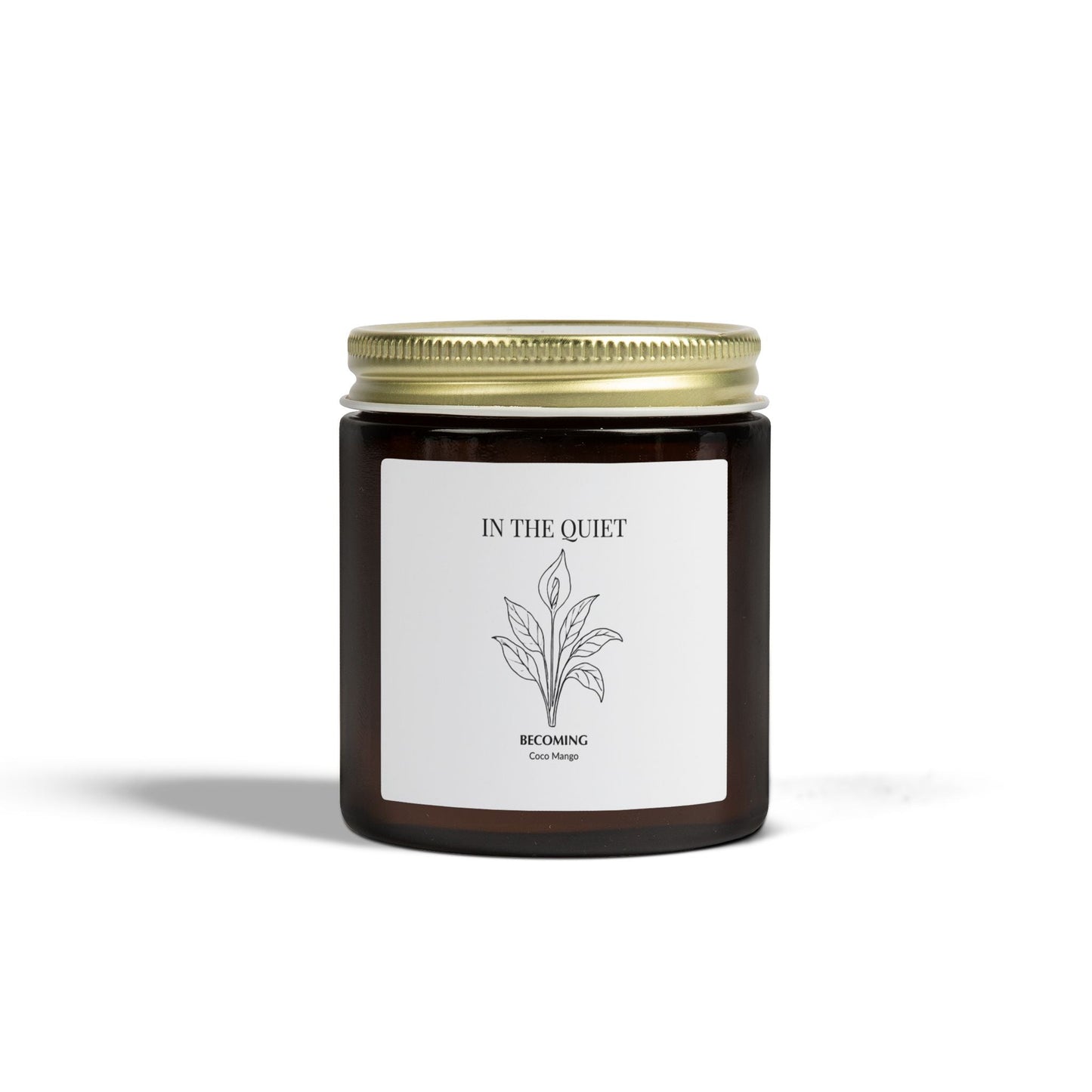In The Quiet V: Becoming Candle | Coconut Mango Scent | Coconut Apricot Soy Wax | Luxury Amber Jar - The Quiet Edit Studios