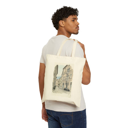Italian Street Watercolor Tote Bag | Scenic Cityscape Canvas Tote - The Quiet Edit Studios