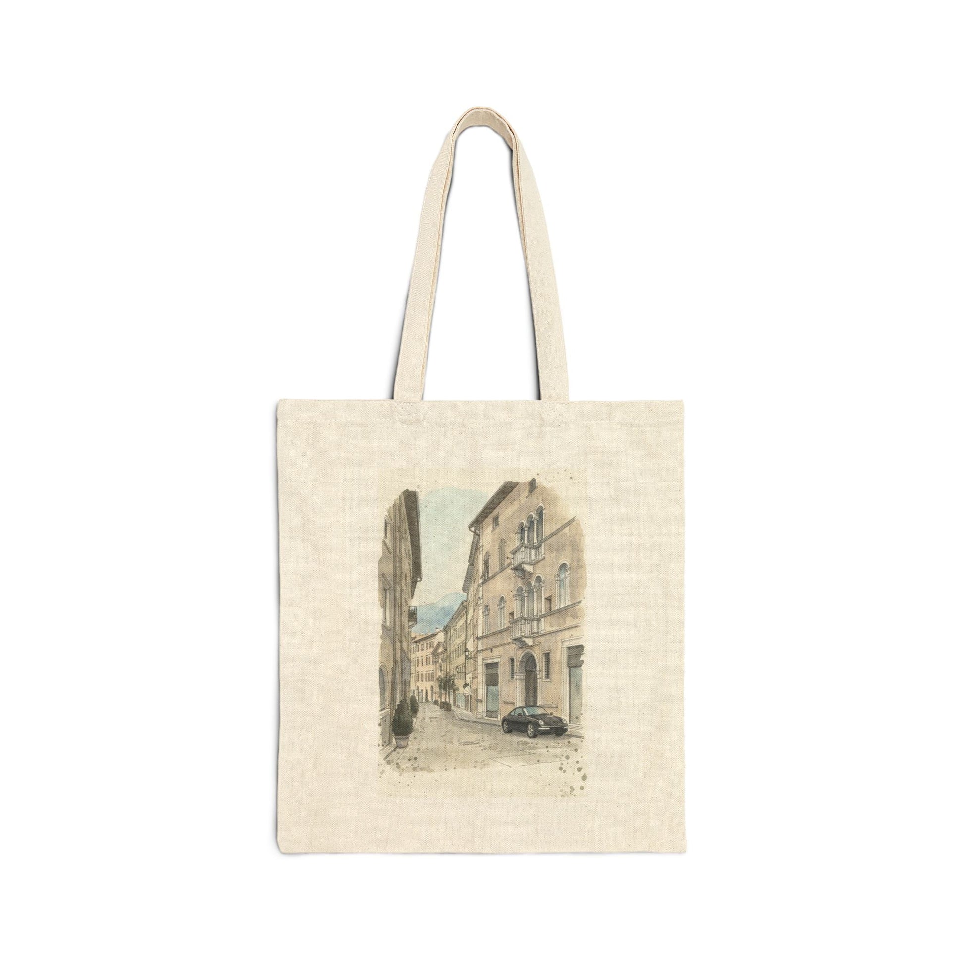 Italian Street Watercolor Tote Bag | Scenic Cityscape Canvas Tote - The Quiet Edit Studios