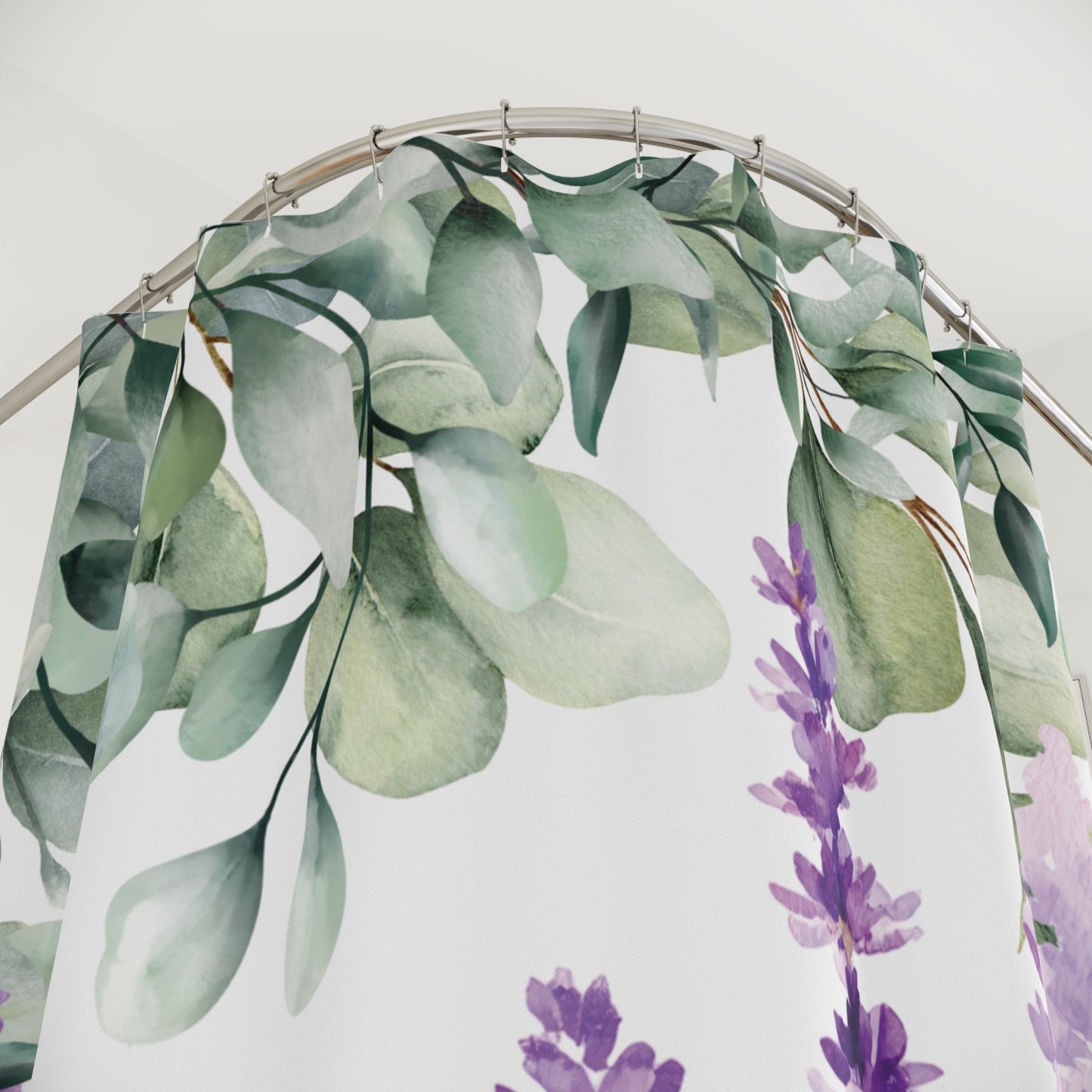 Lavender and Eucalyptus Shower Curtain | Botanical Floral Bathroom Decor - The Quiet Edit Studios