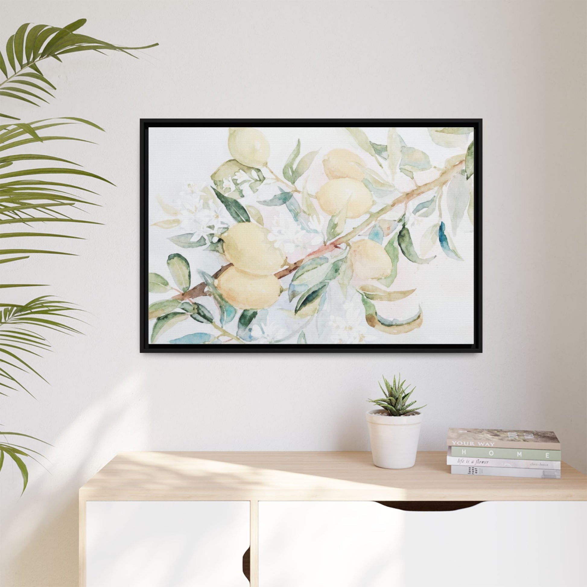 Lemon Awakening Canvas Framed Watercolor Art - Scented Sanctuary - The Quiet Edit Studios