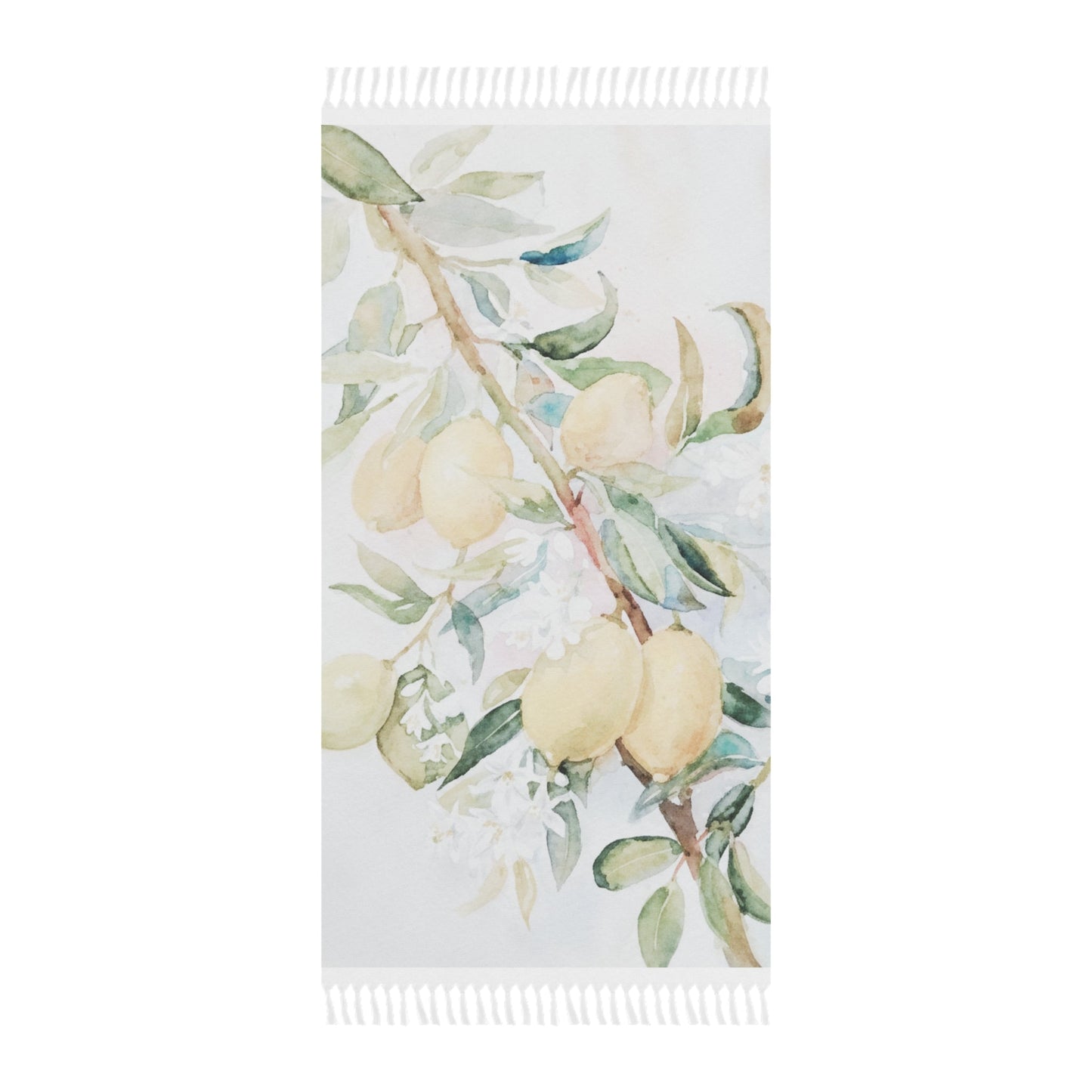 Lemon Awakening Watercolor Boho Beach Cloth | Coastal Fringe Scented Sanctuary - The Quiet Edit Studios
